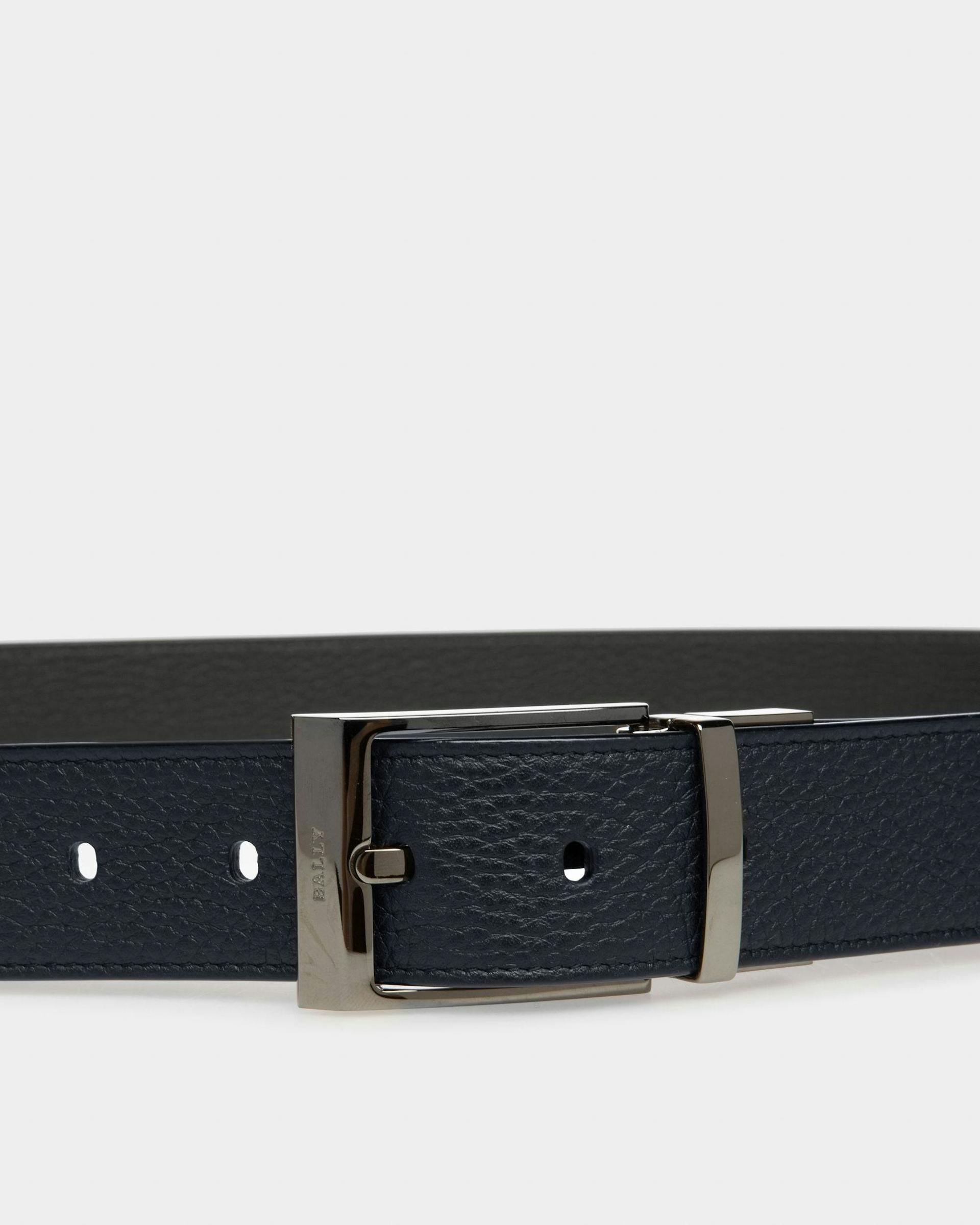 Shiff Leather 35mm Belt In Navy And Black - Men's - Bally - 03