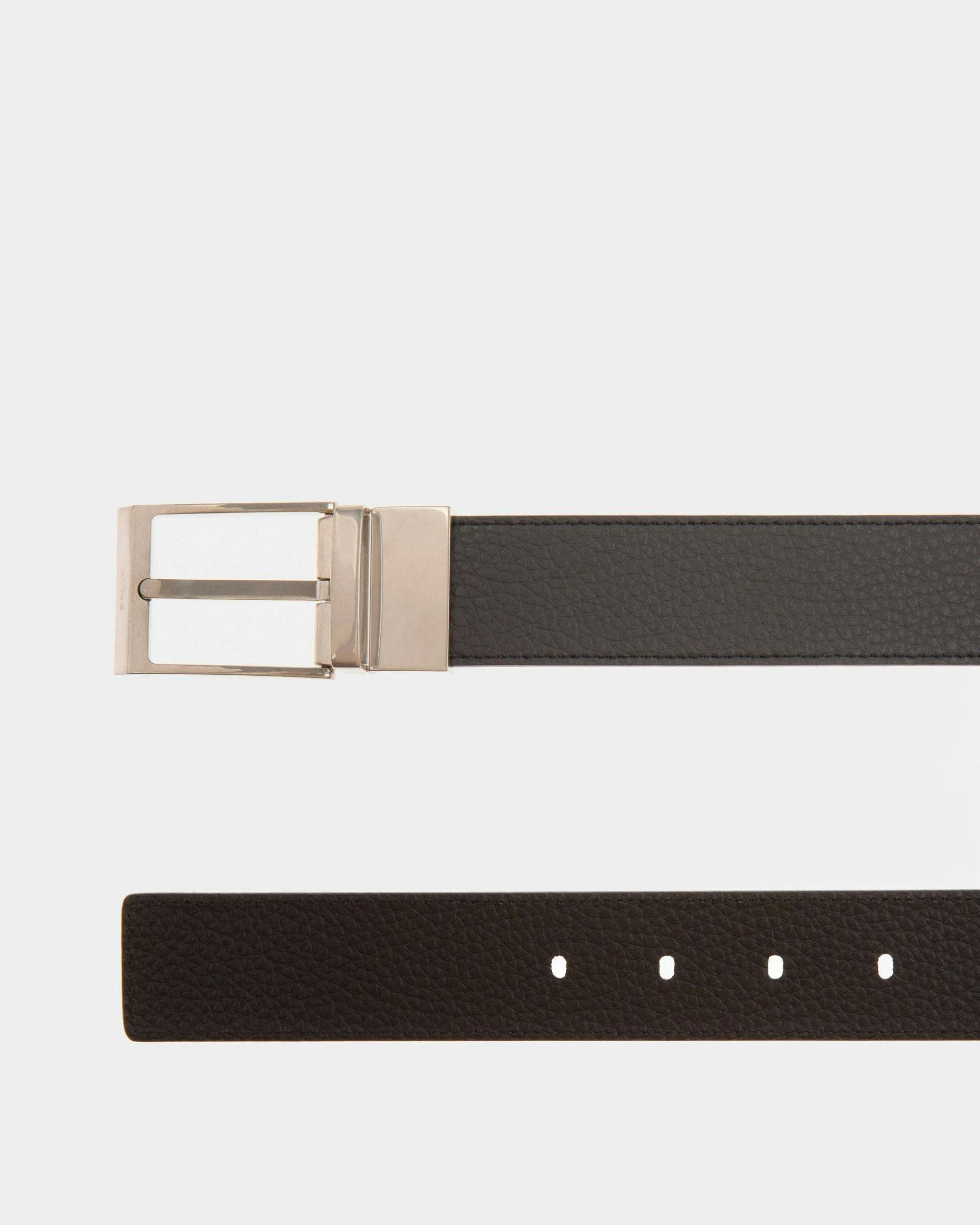 Dress Belt In Midnight And Black Leather - Men's - Bally - 02