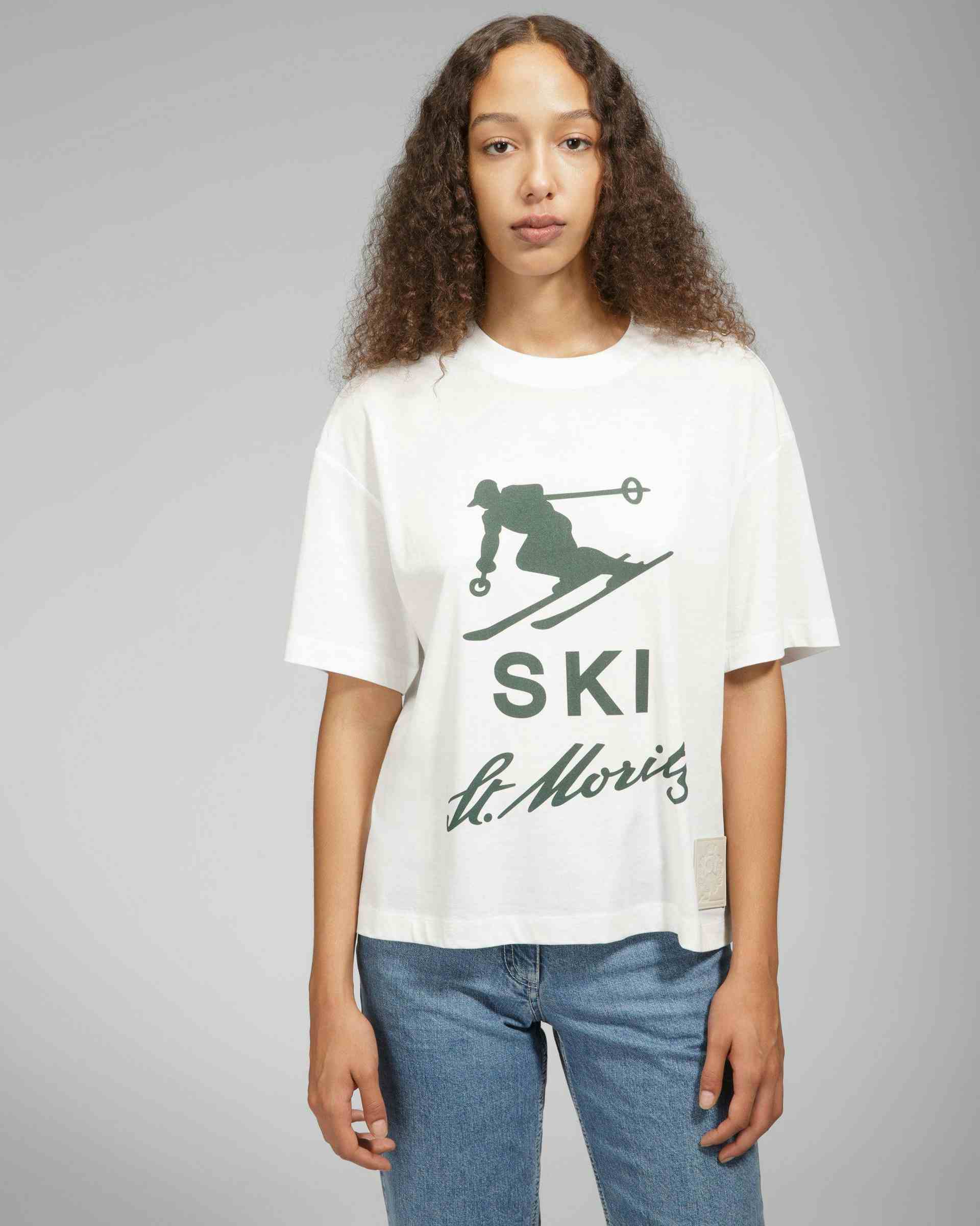 Ski St Moritz Cotton T-Shirt In Bone - Men's - Bally