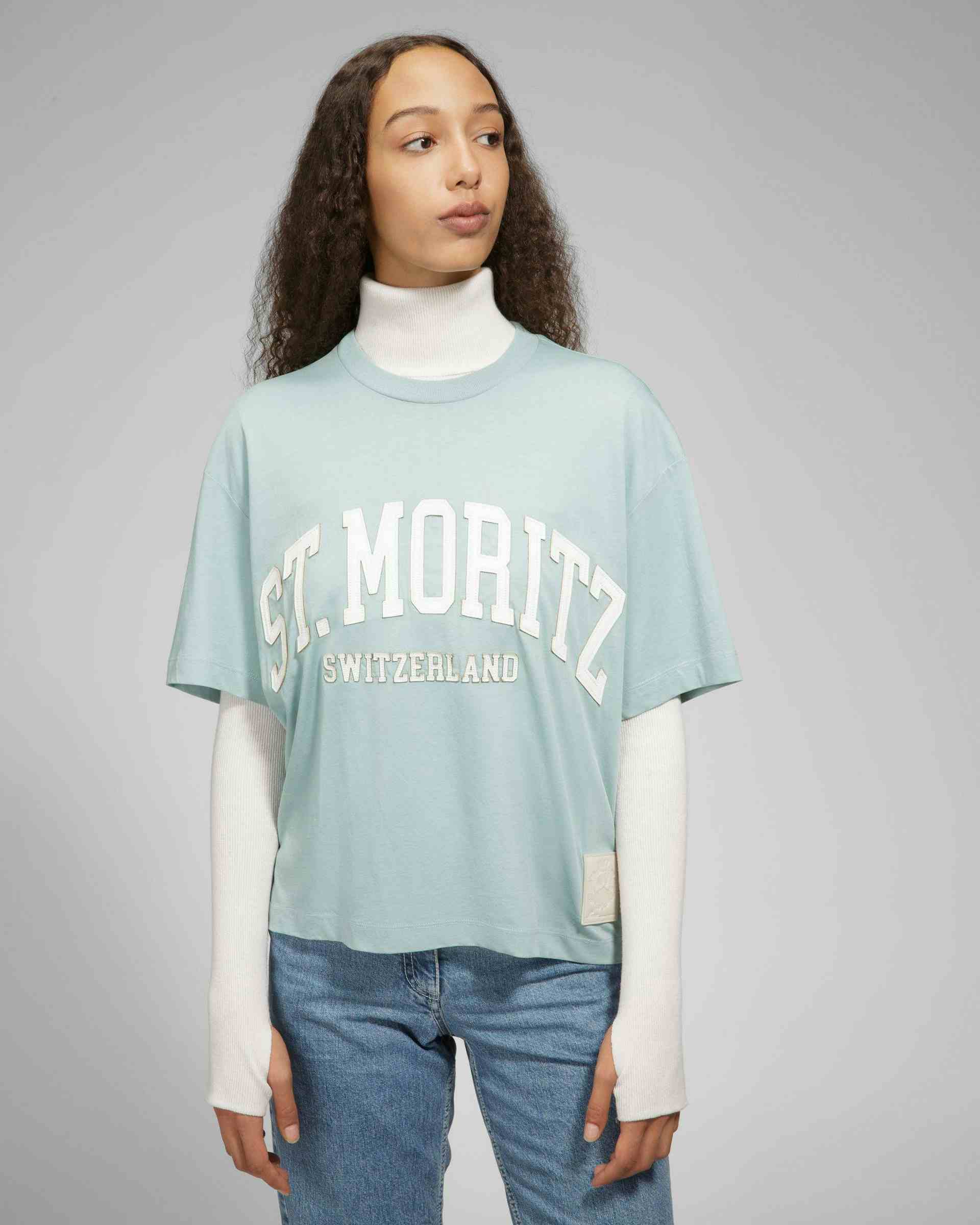 St Moritz Cotton T-Shirt In Blue - Men's - Bally