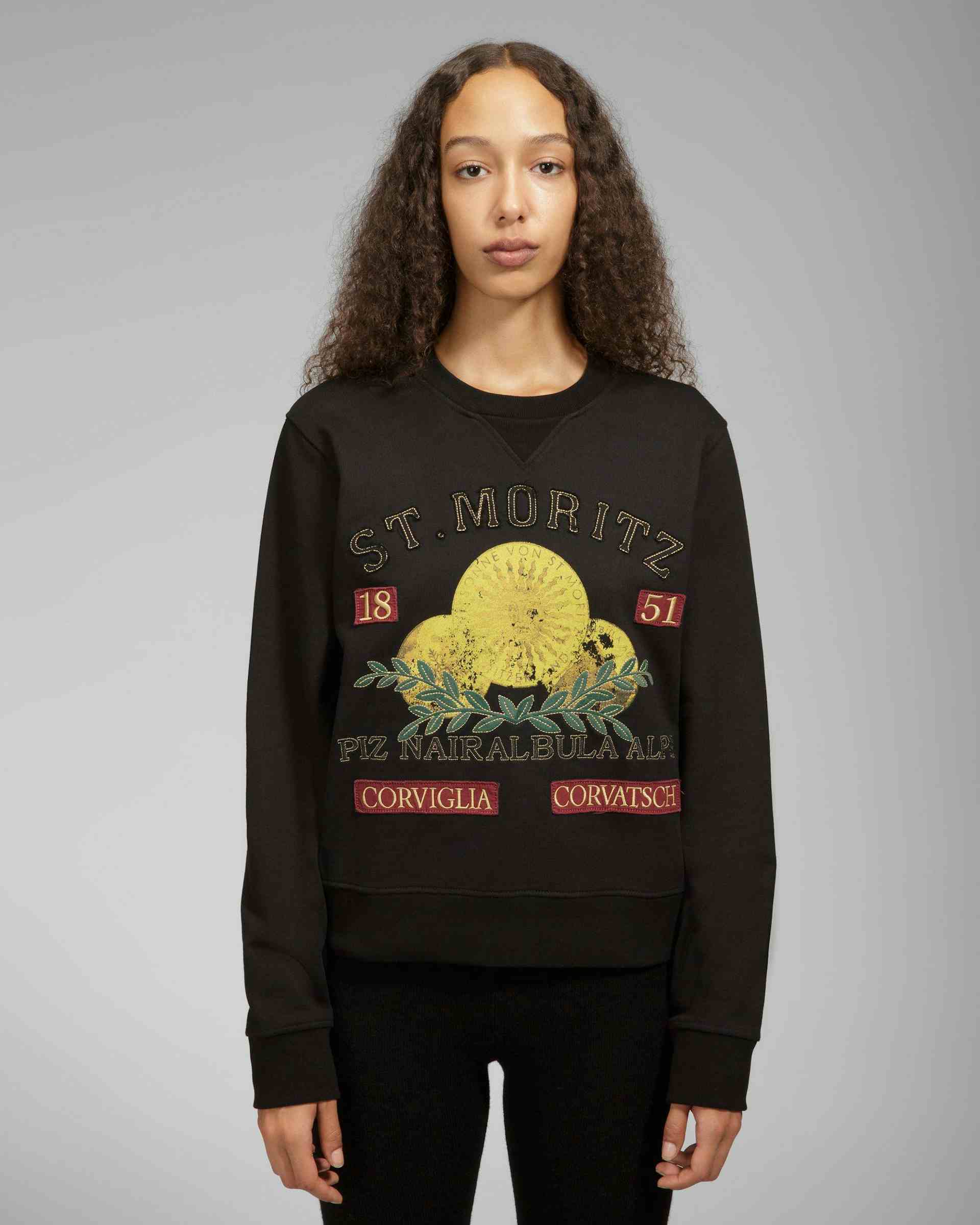 St Moritz Cotton Sweatshirt In Black - Men's - Bally