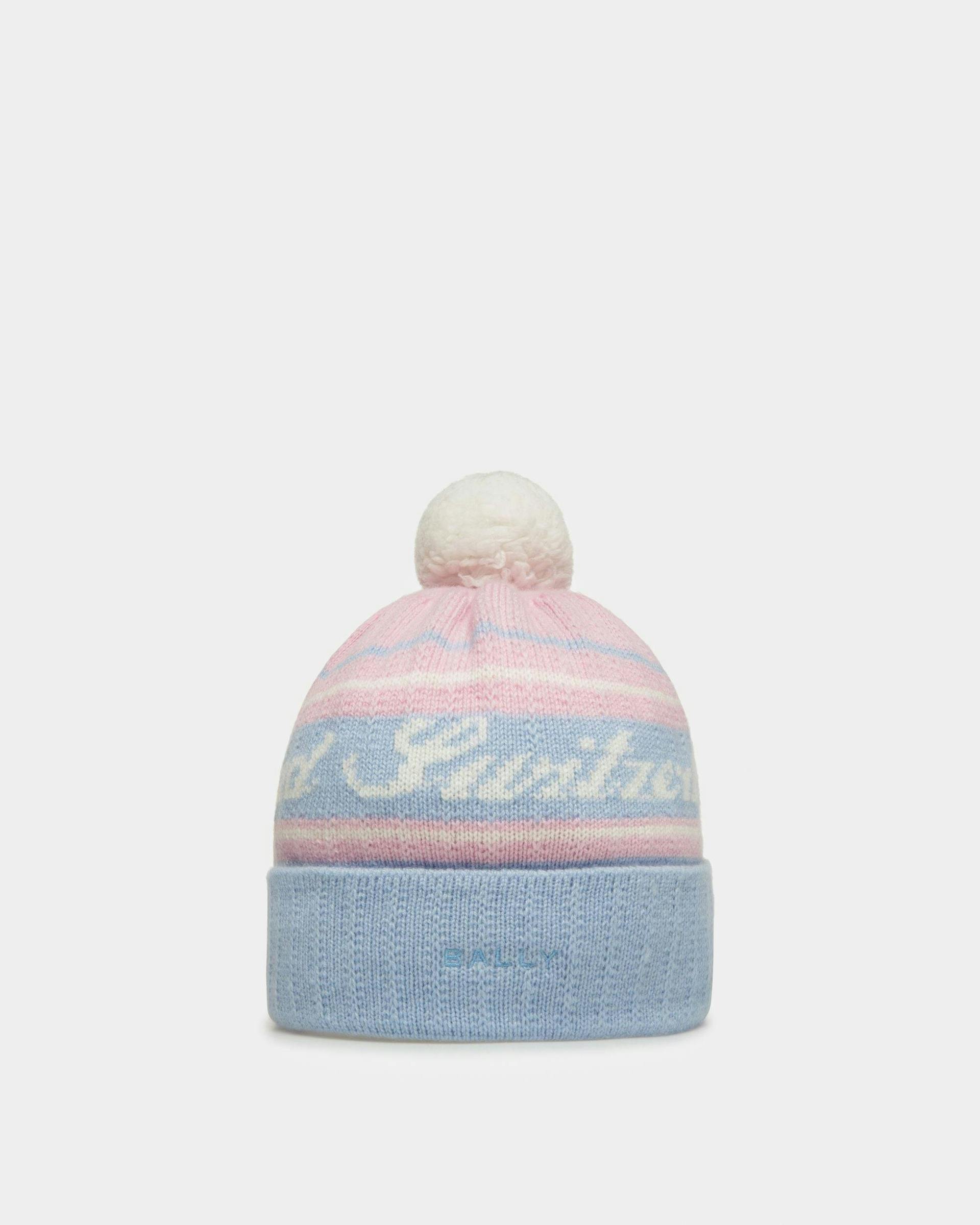 Wool Jacquard Hat In Light Blue & Pink - Men's - Bally - 10