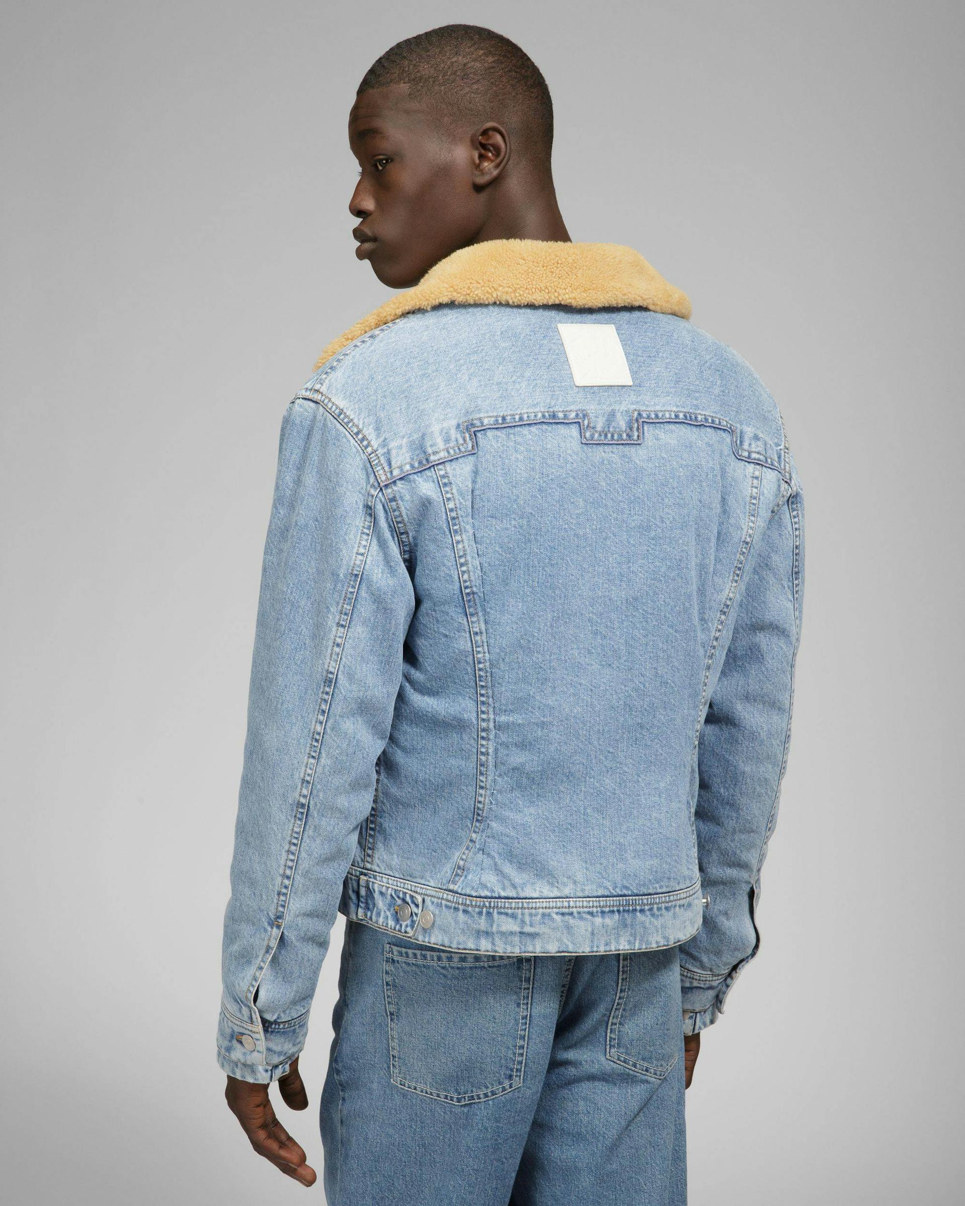 Shearling Detail Cotton Jacket In Denim - Men's - Bally - 03