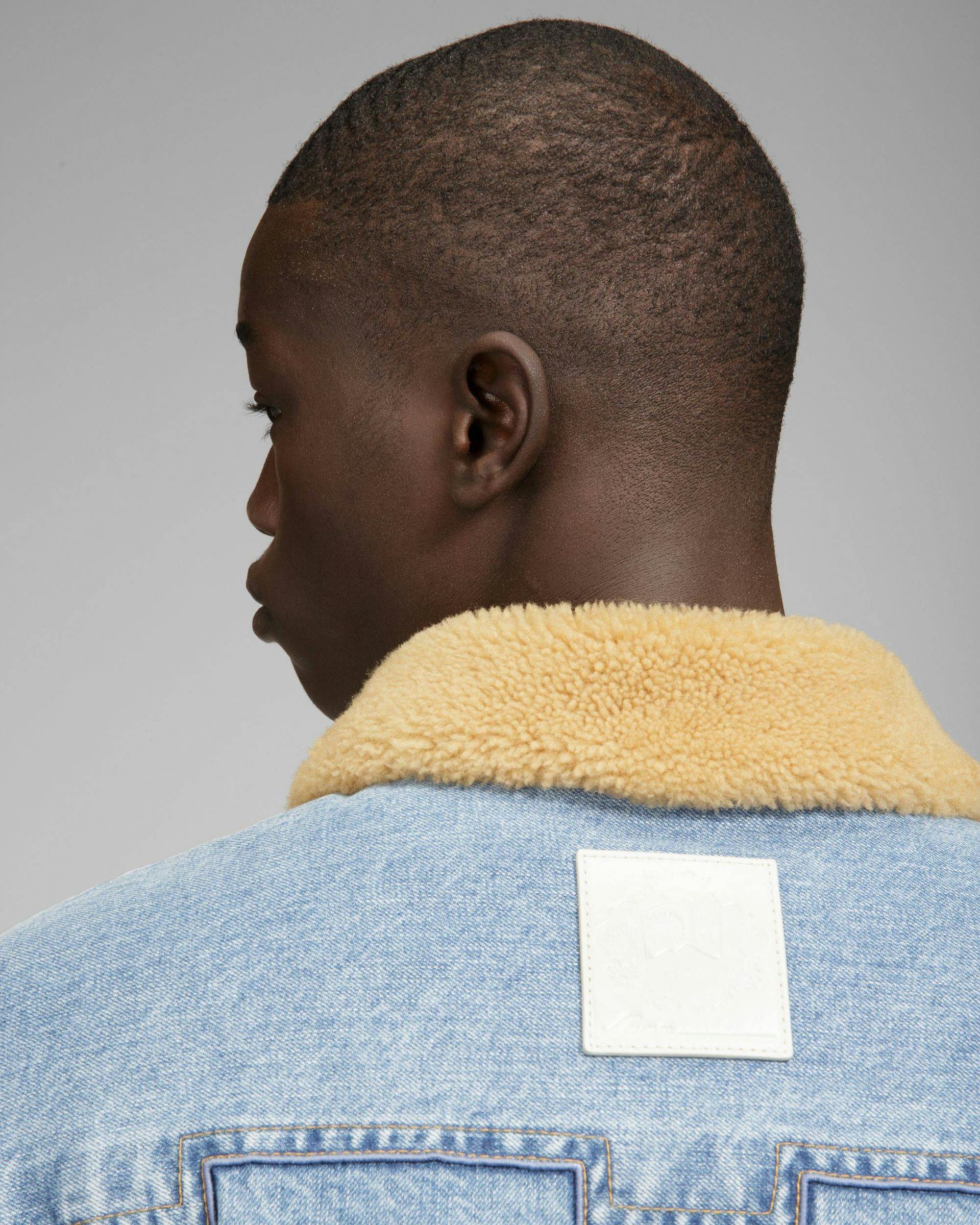 Shearling Detail Cotton Jacket In Denim - Men's - Bally - 04
