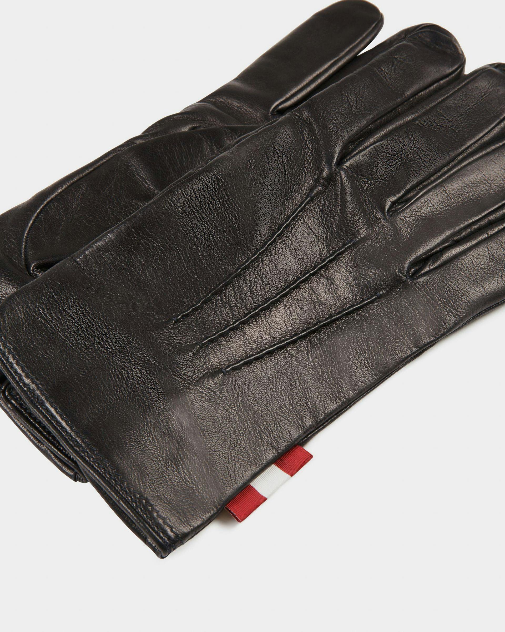 Leather Gloves In Navy - Men's - Bally - 02
