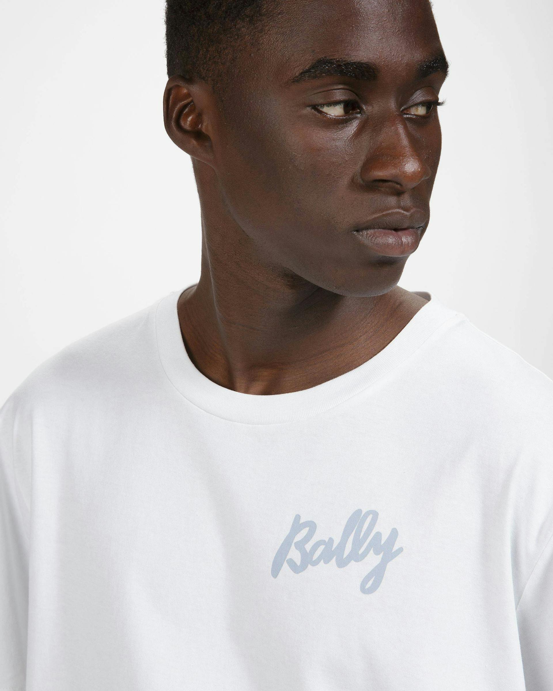 Cotton T-Shirt In White And Light Blue - Men's - Bally - 04