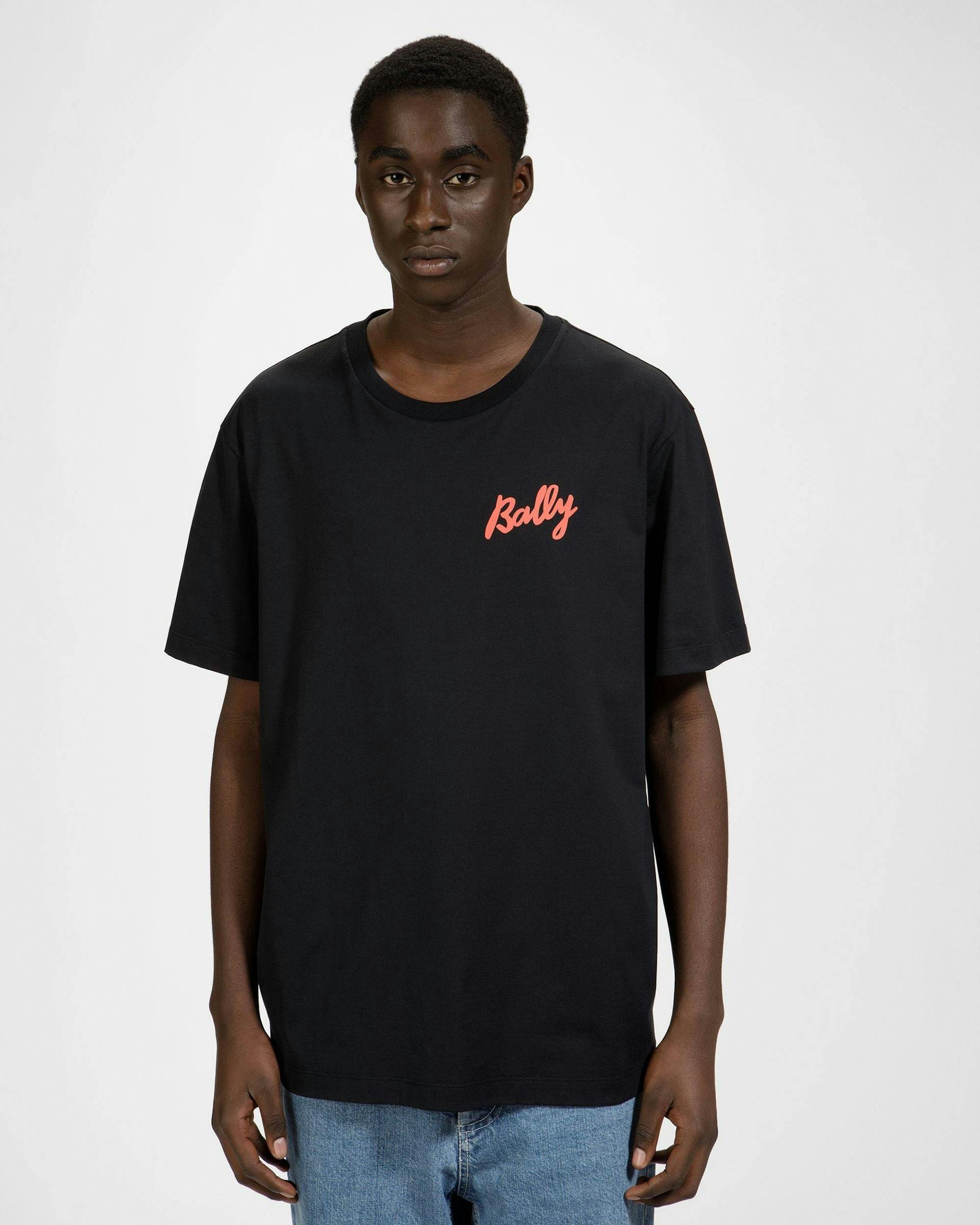T-Shirt En Coton Noir Et Orange - Homme - Bally - 03