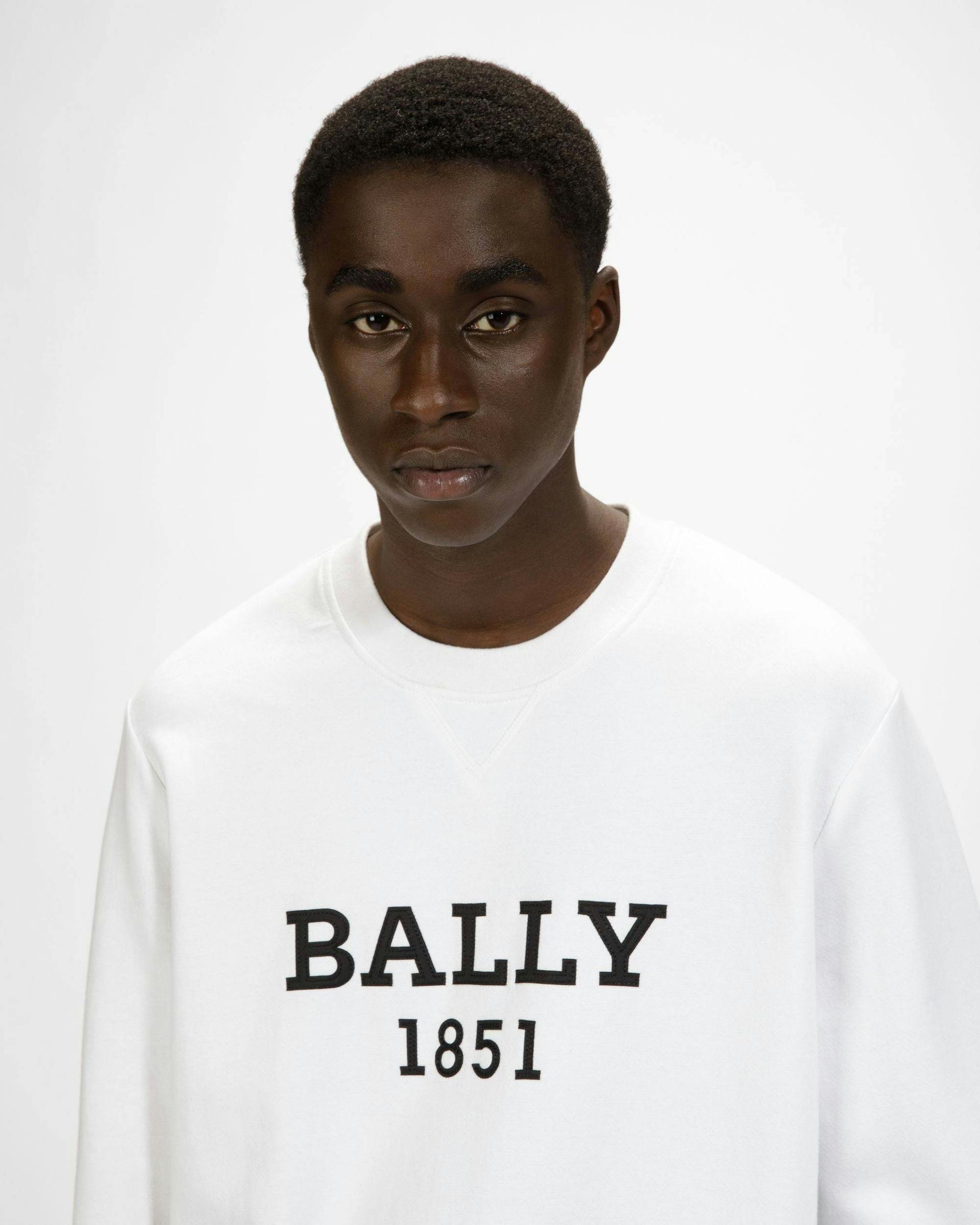 Organic Cotton Sweatshirt In White - Men's - Bally - 04