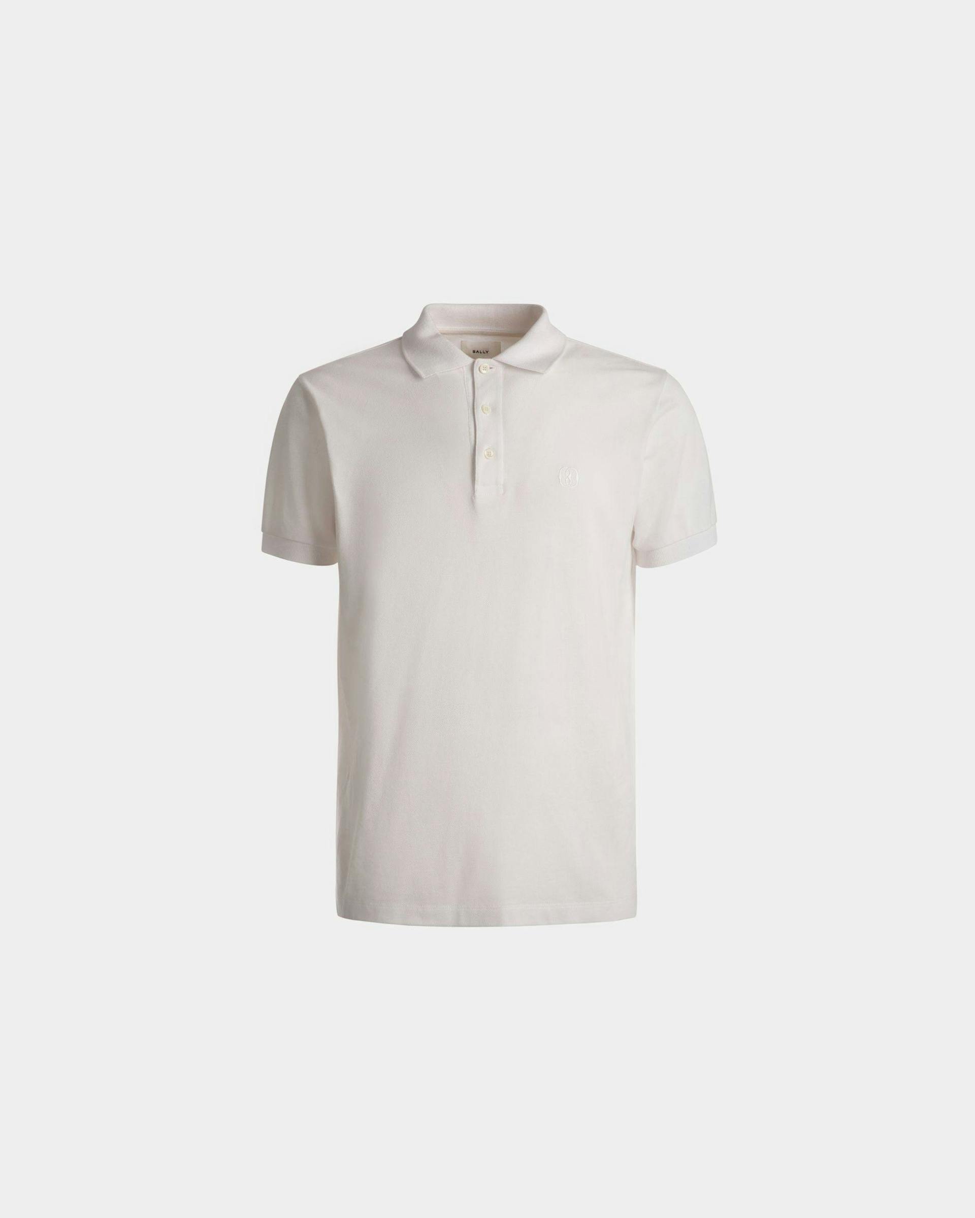 Men's Short Sleeve Polo In White Cotton | Bally | Still Life Front