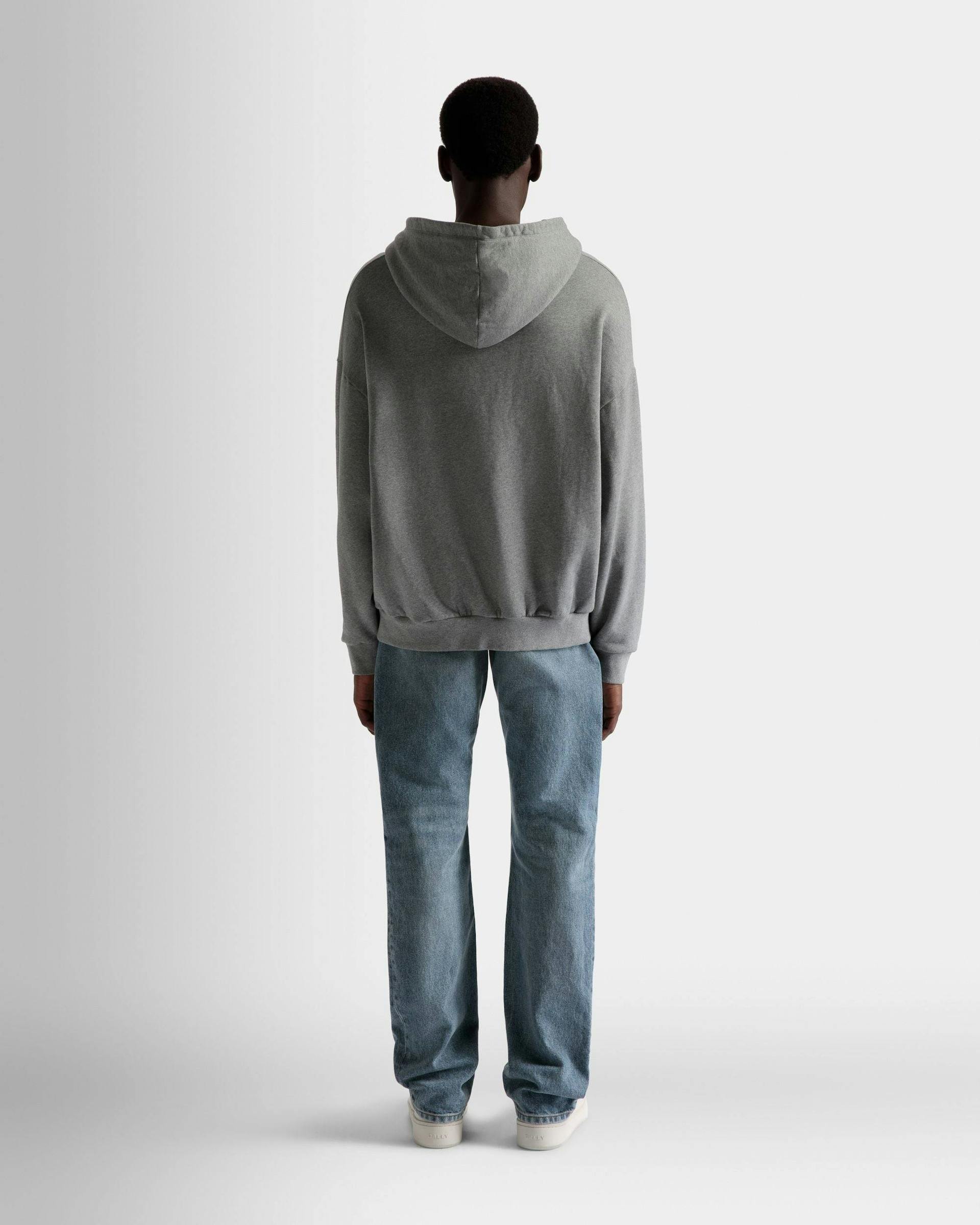 Sweat-shirt à capuche imprimé Train En coton gris chiné - Homme - Bally - 06