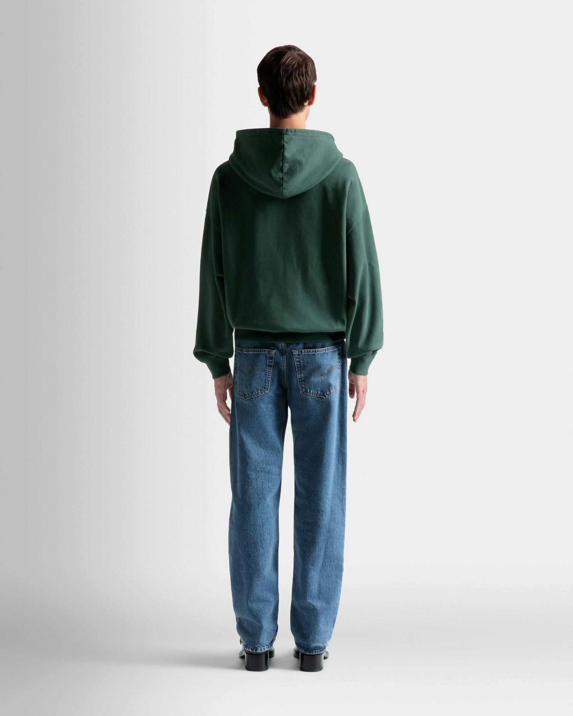 Foiled Hooded Sweatshirt In Kelly Green Cotton - Men's - Bally - 06