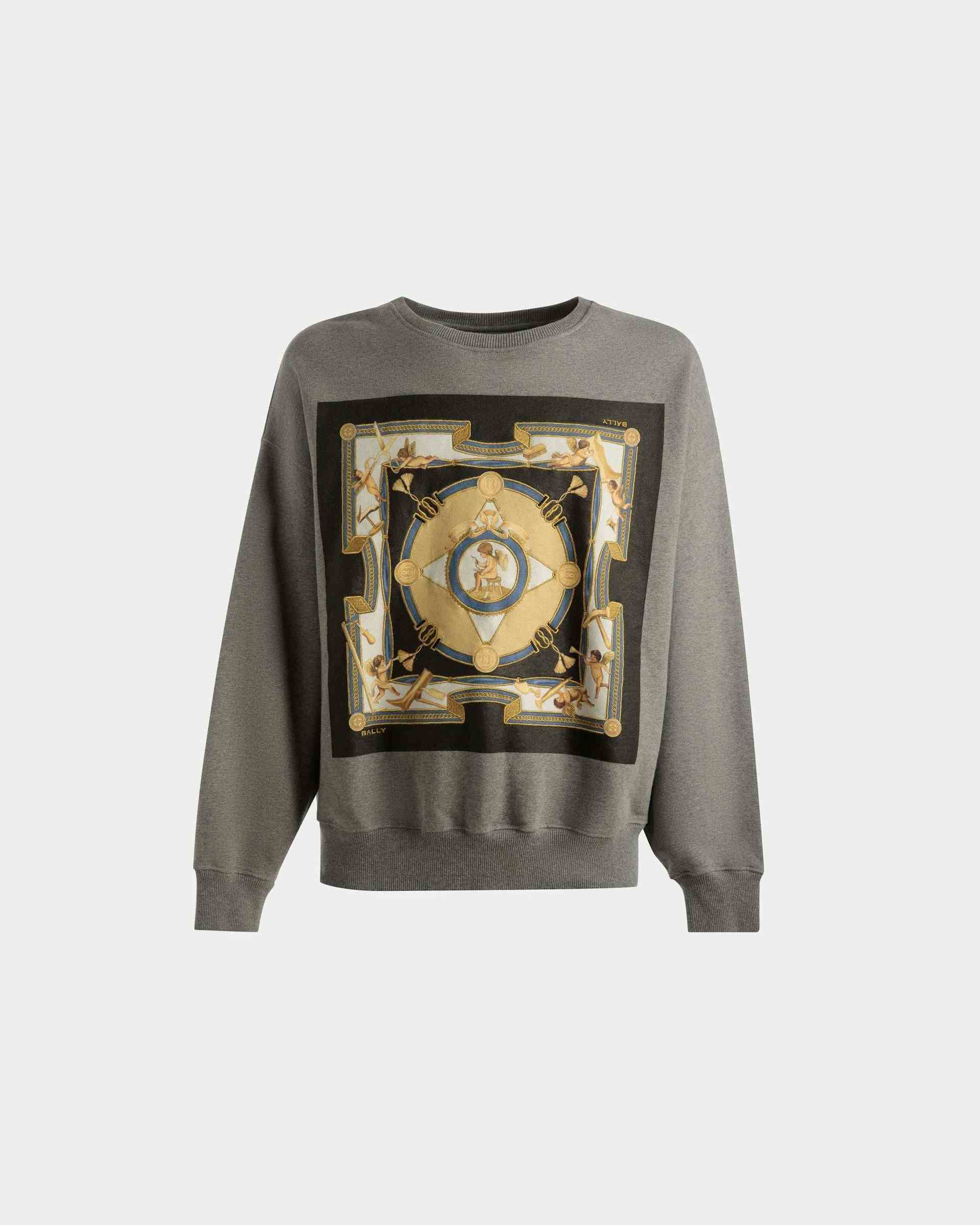 Printed Sweatshirt In Grey Melange Cotton - Men's - Bally