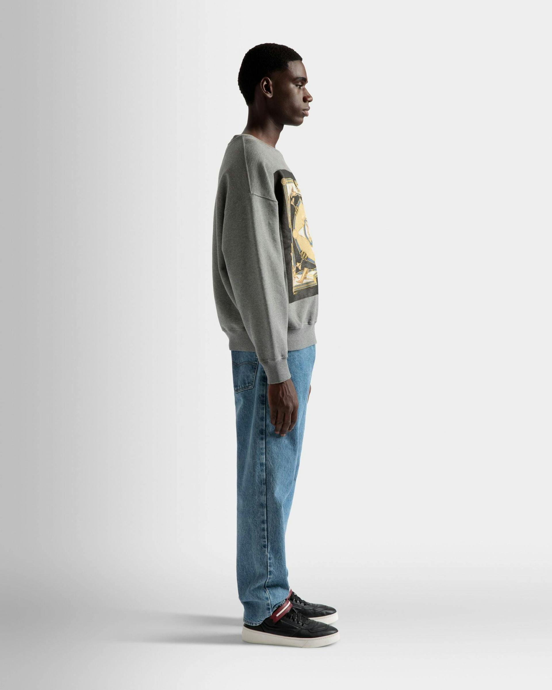 Printed Sweatshirt In Grey Melange Cotton - Men's - Bally - 05