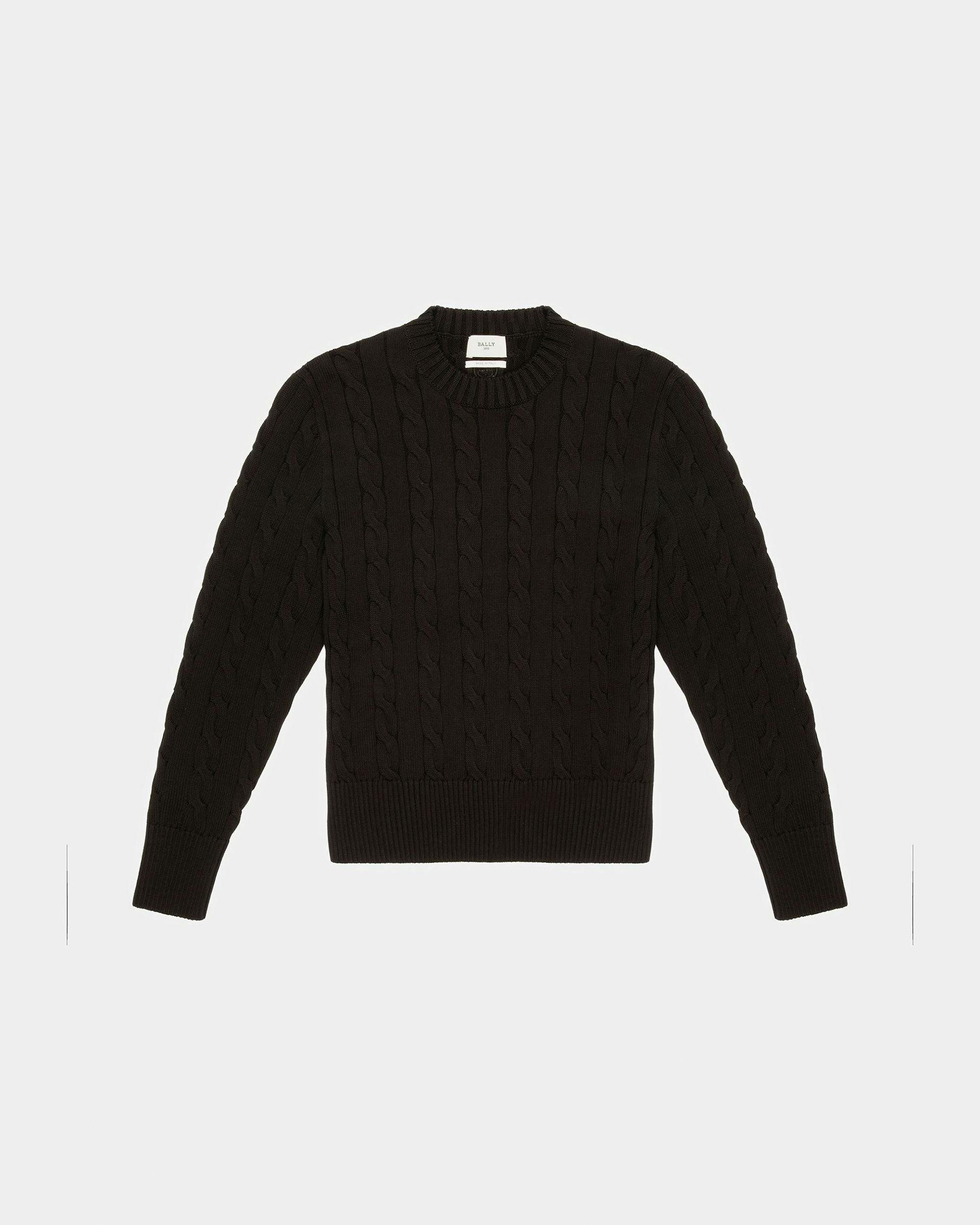 Cotton Cable Knit Crew Neck In Black - Men's - Bally - 01