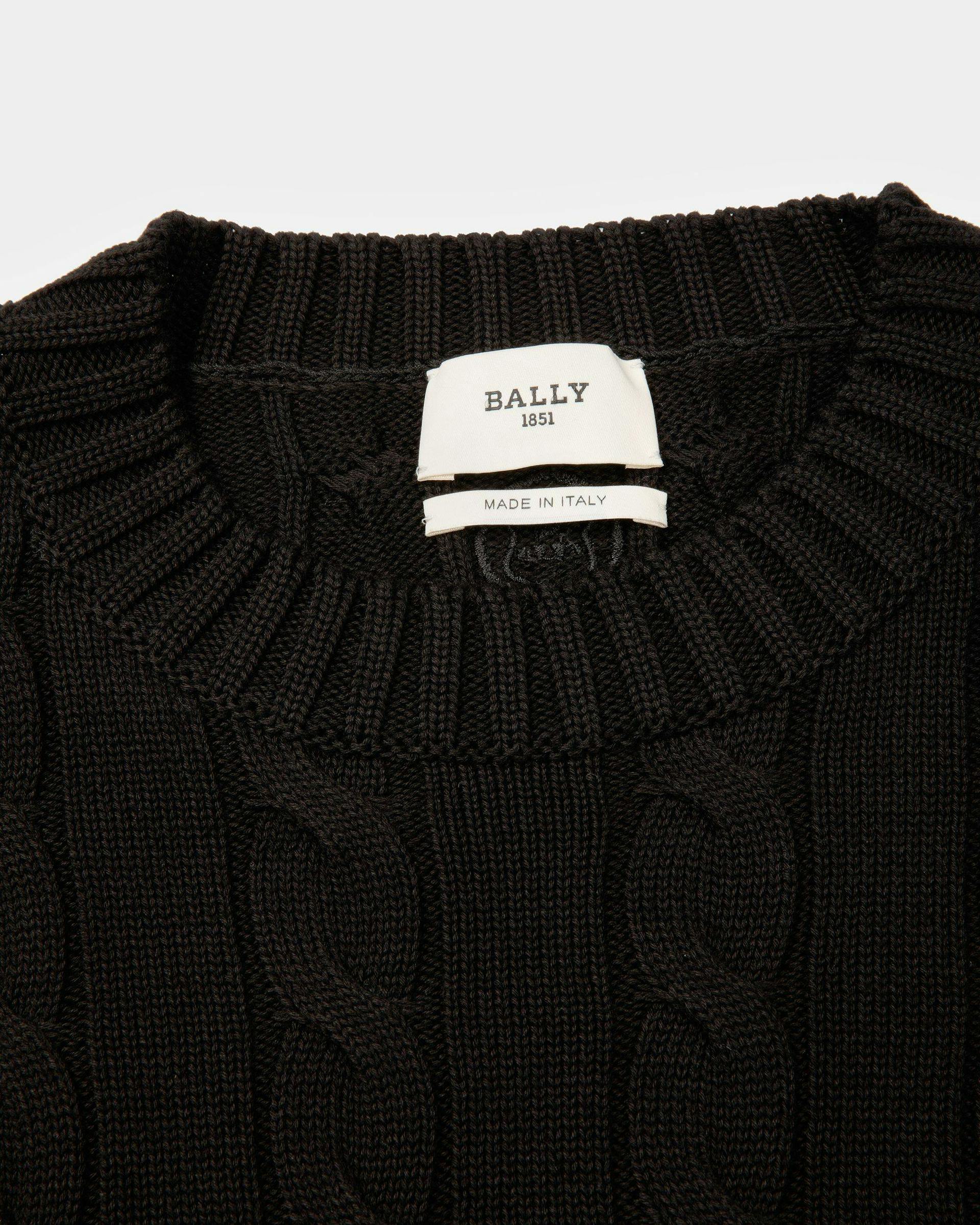 Cotton Cable Knit Crew Neck In Black - Men's - Bally - 02
