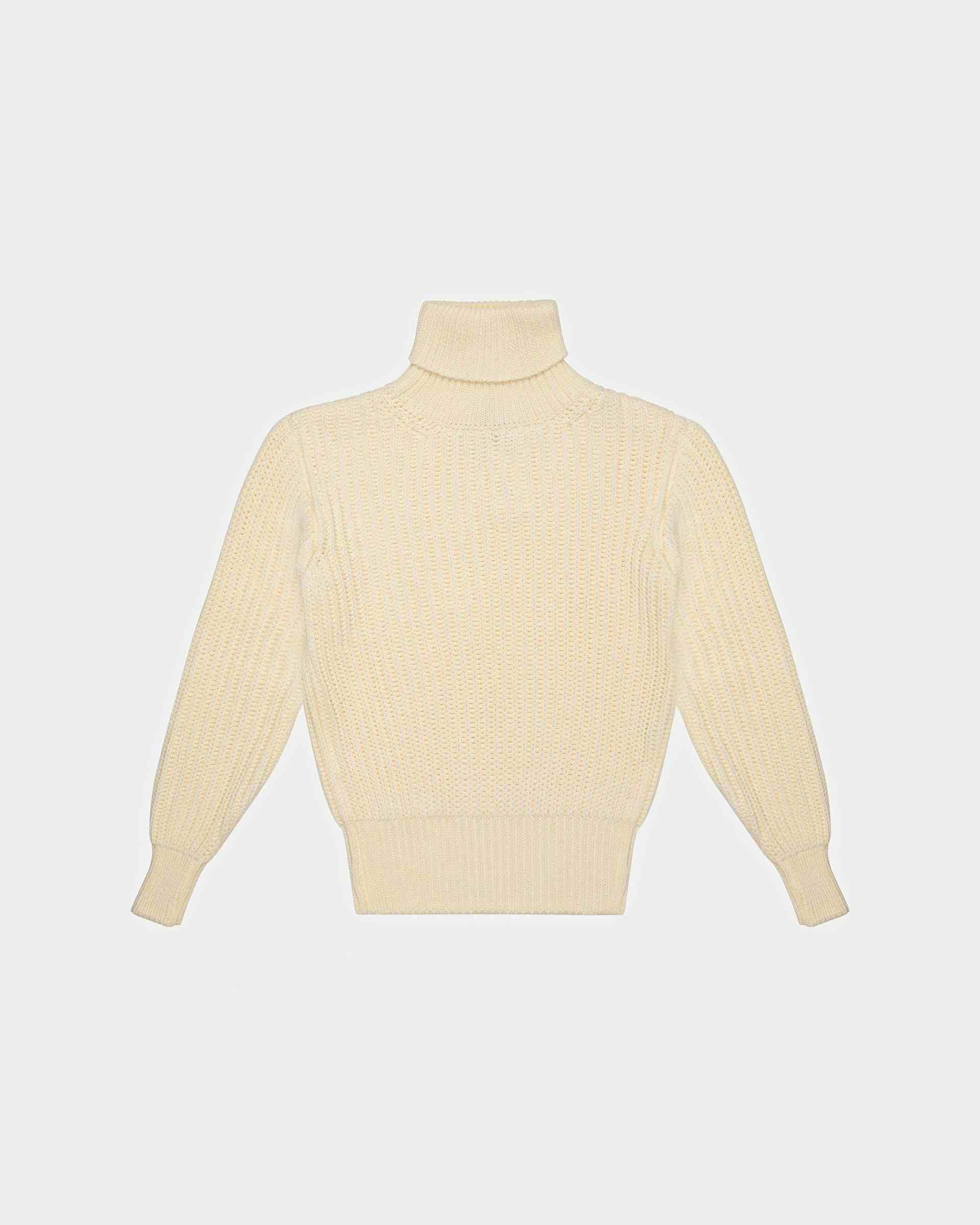 Knitted Cotton Roll Neck In Bone - Men's - Bally