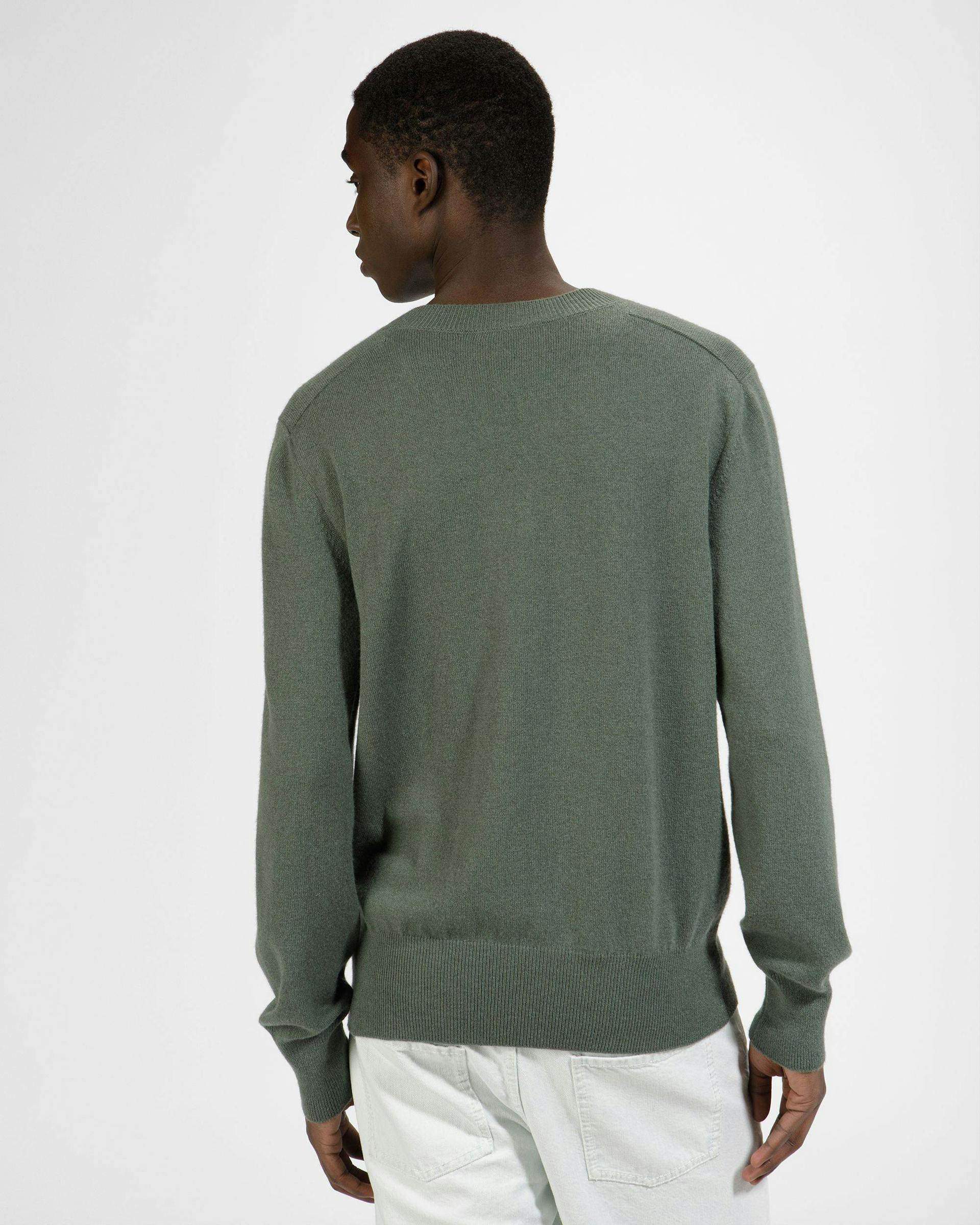 Cashmere V-Neck Sweater In Sage - Men's - Bally - 02