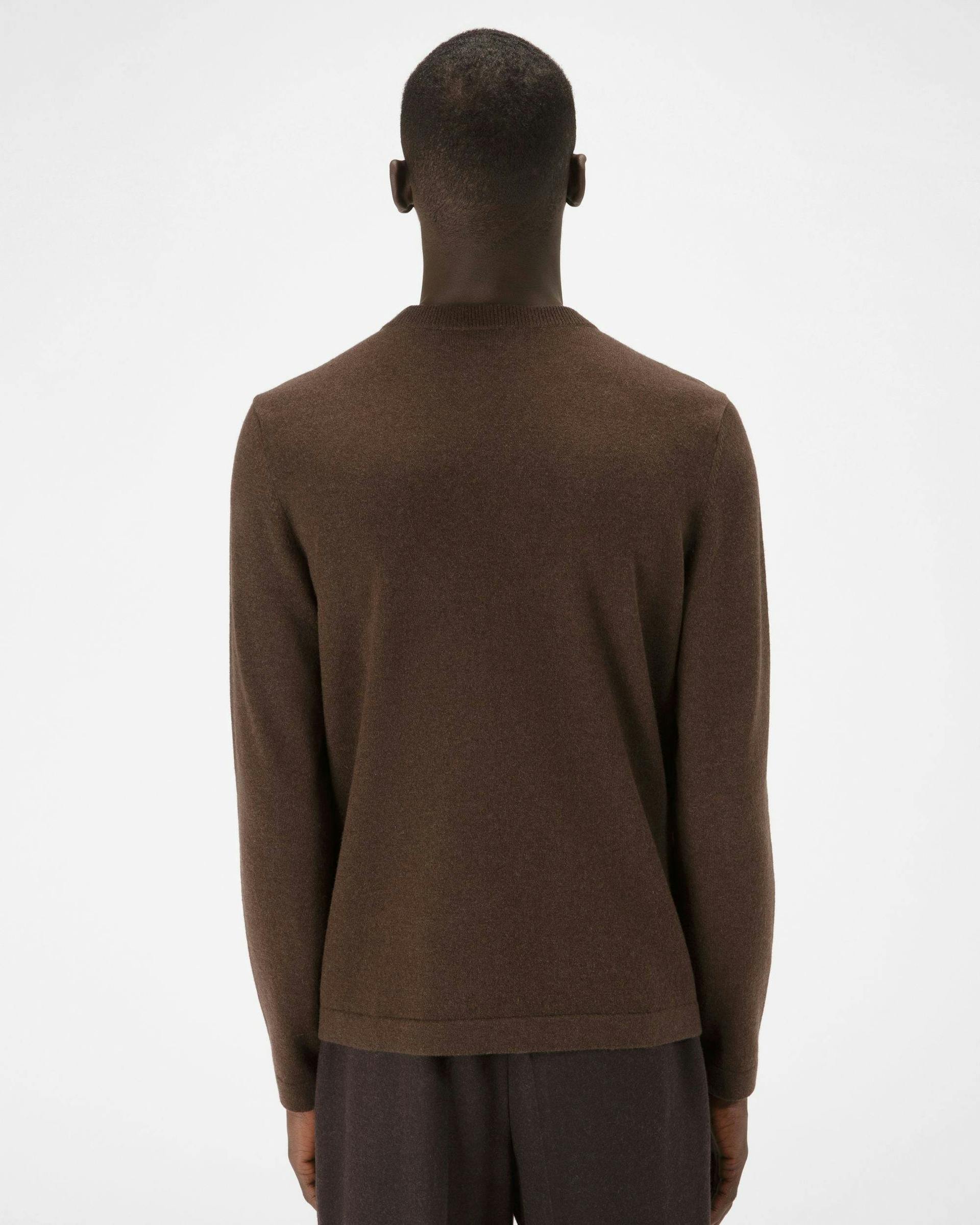 Cashmere And Leather Crew Neck In Ebony Brown - Men's - Bally - 03