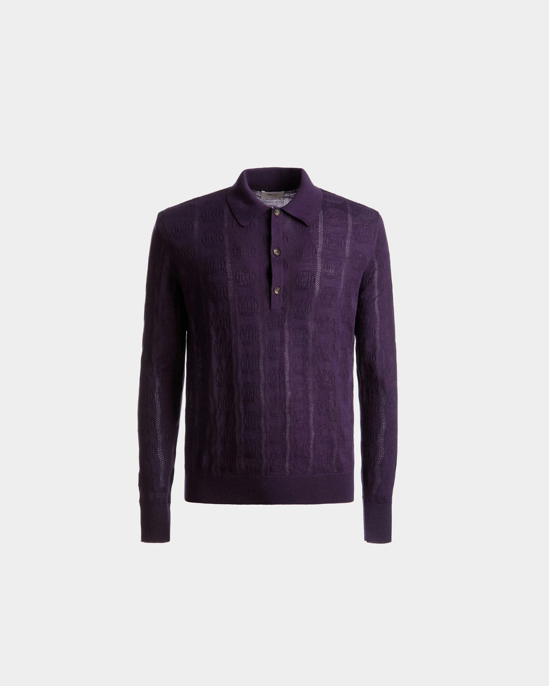 Long Sleeve Polo In Orchid Wool - Men's - Bally - 01