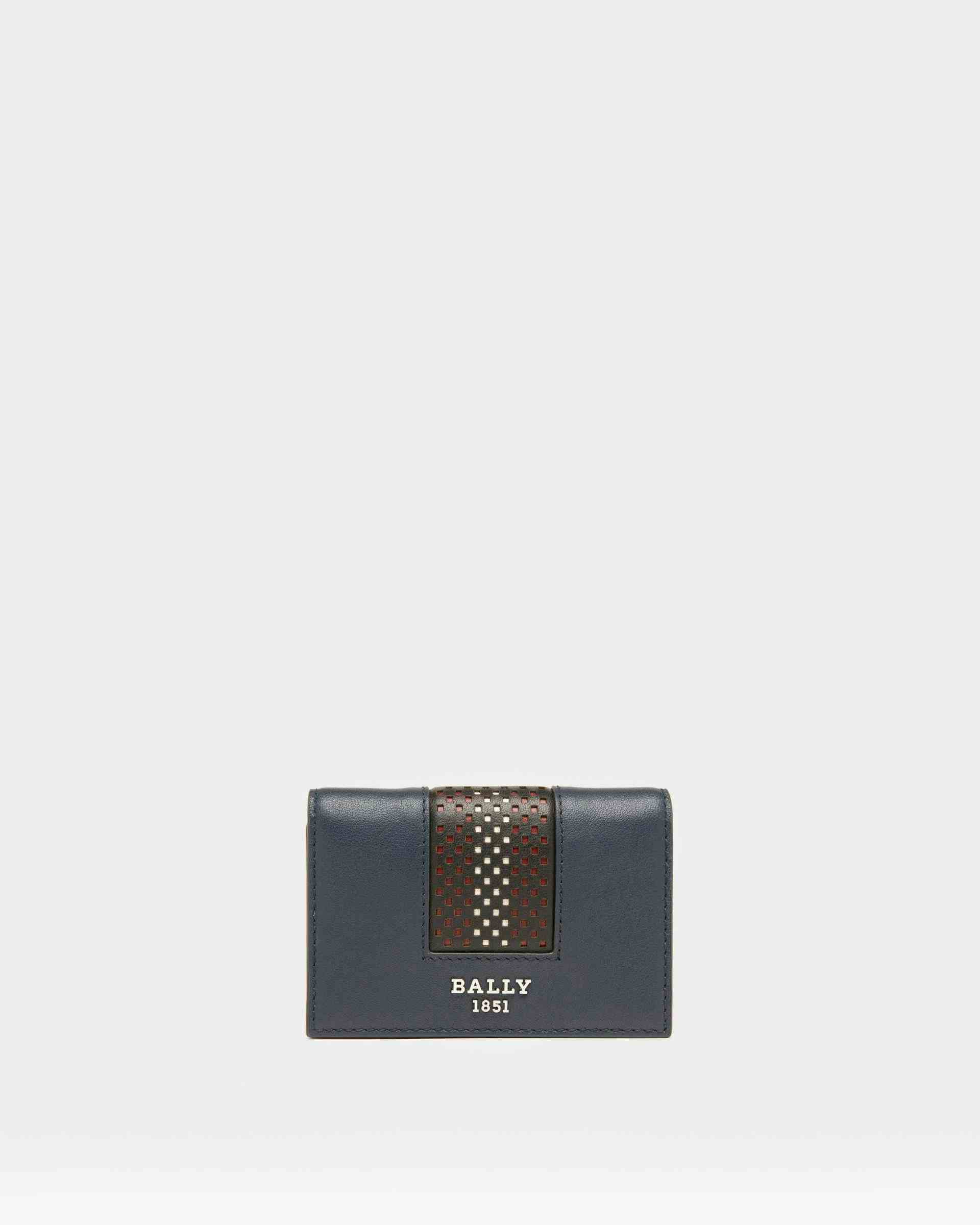 HIGH POINT Leather Business Card Holder In Blue - Men's - Bally