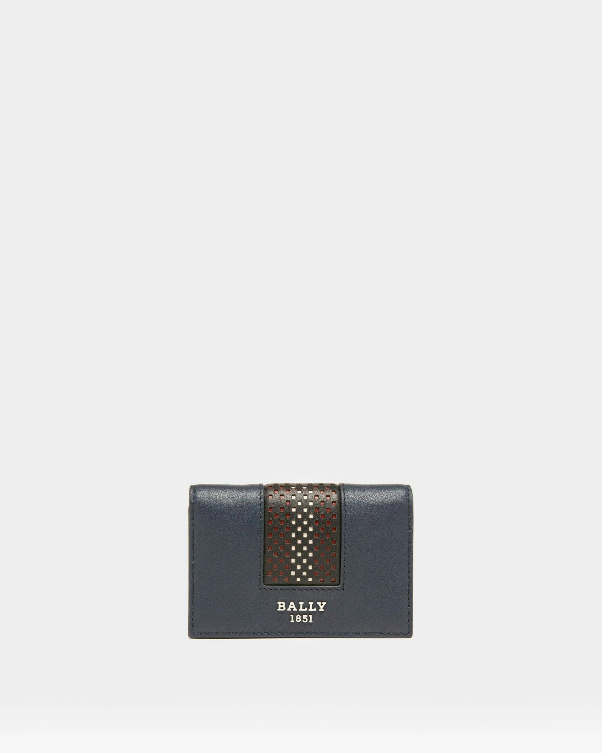 HIGH POINT Leather Business Card Holder In Blue - Men's - Bally - 01