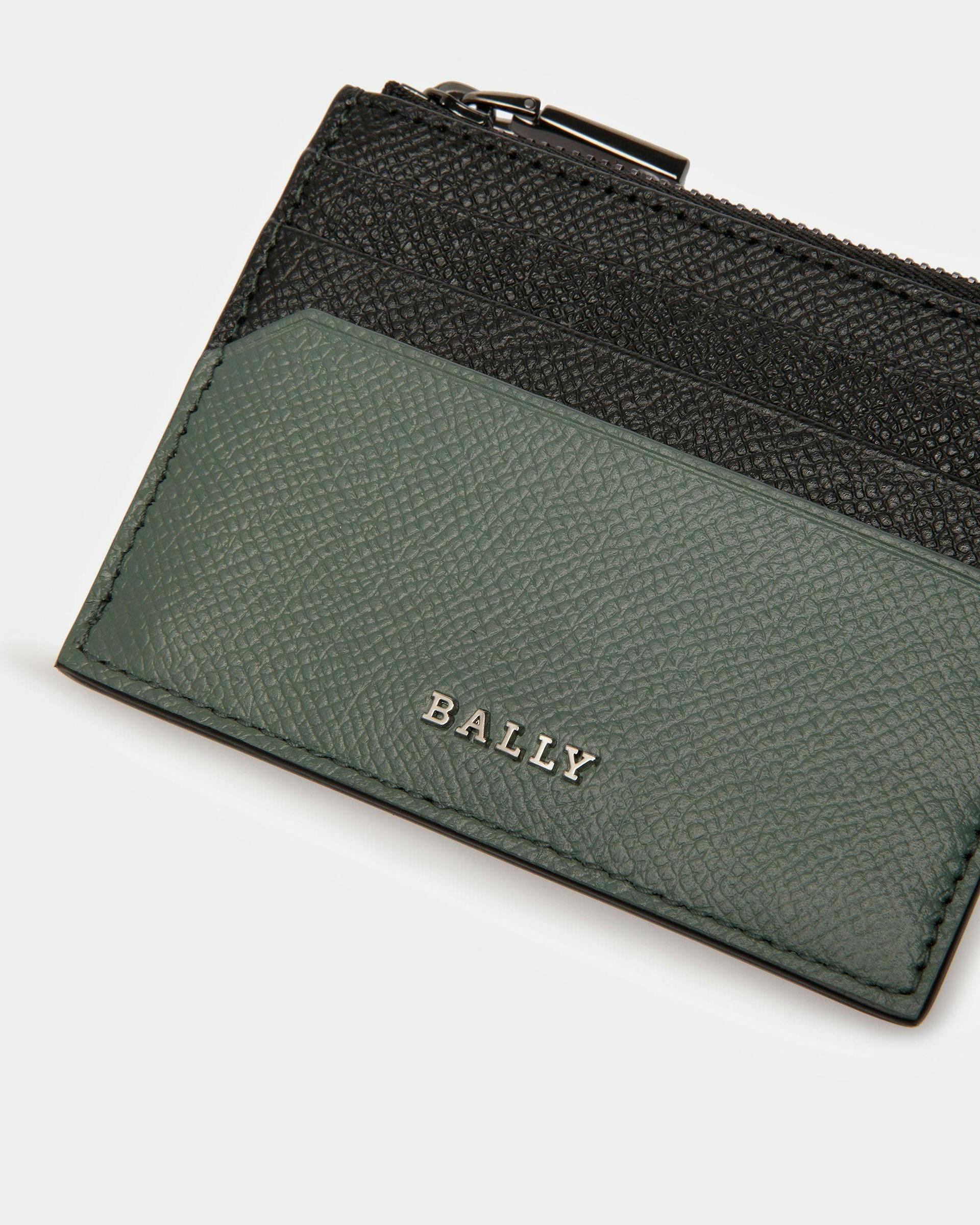 Byrion Leather Business Card Holder In Black And Sage - Men's - Bally - 03