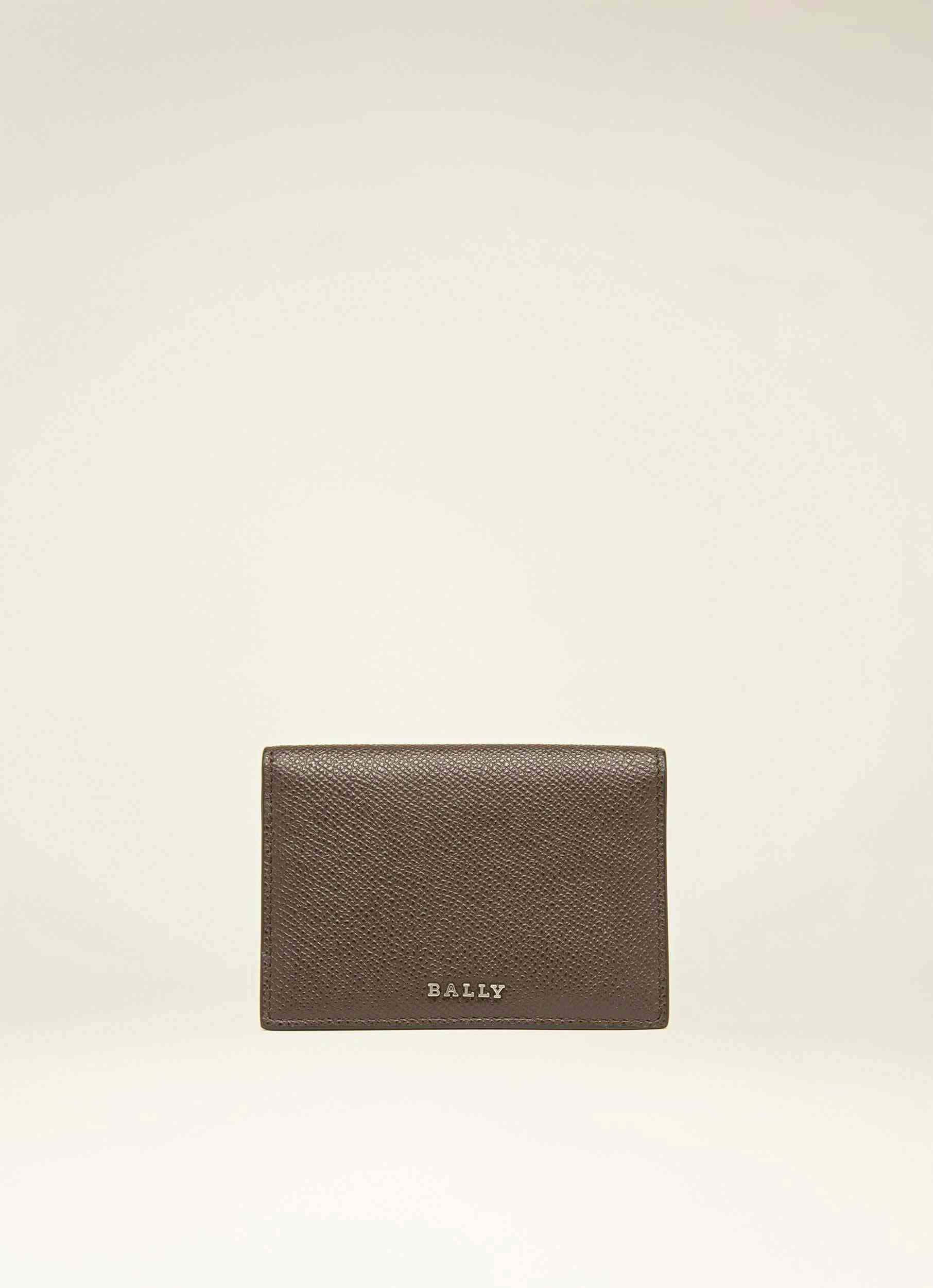 BALLY ESSENCE Leather Card Holder In Ebony Brown - Men's - Bally