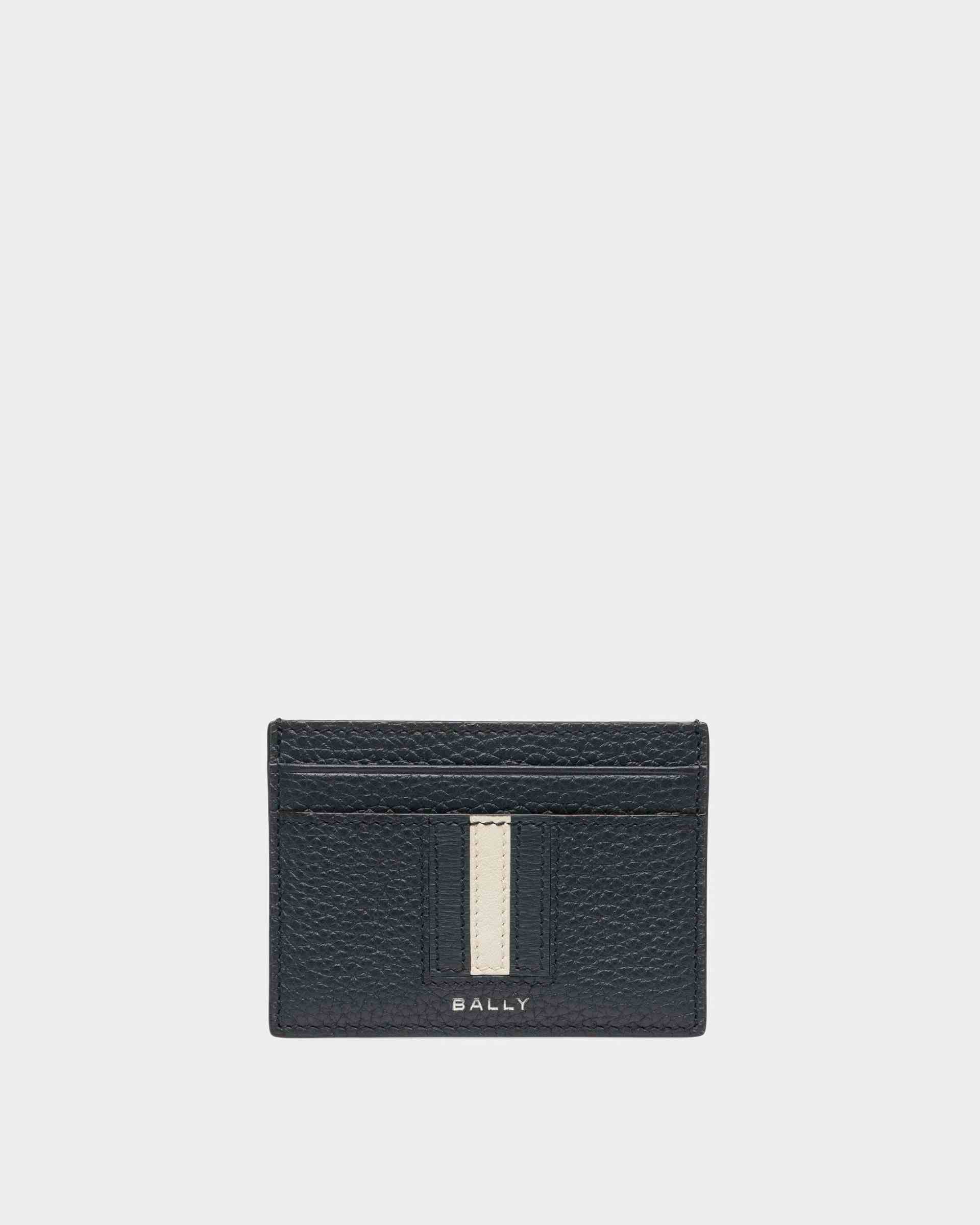 Ribbon Business Card Holder In Midnight Leather - Men's - Bally