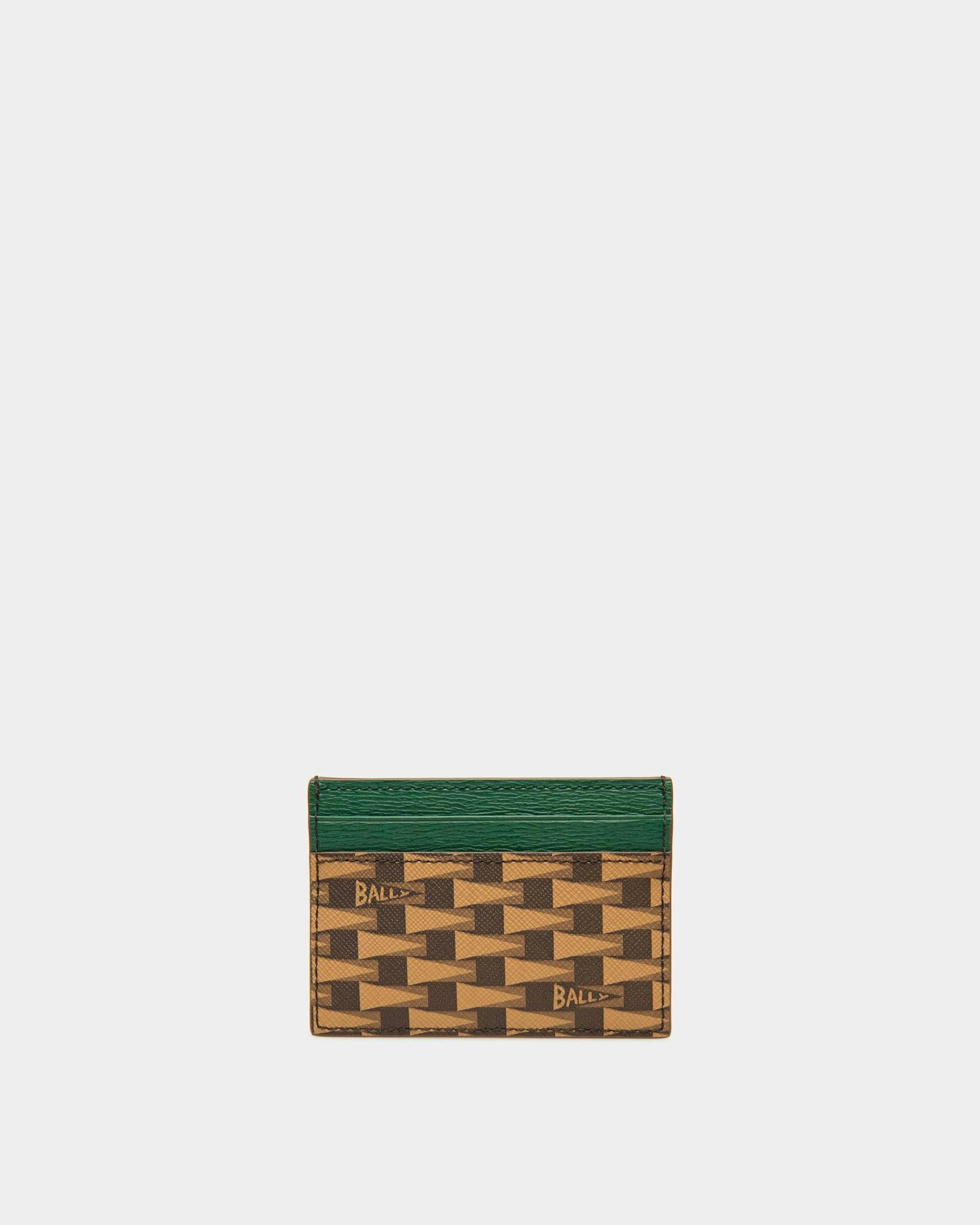 Pennant Business Card Holder In Desert And Kelly Green Leather And TPU - Men's - Bally - 02