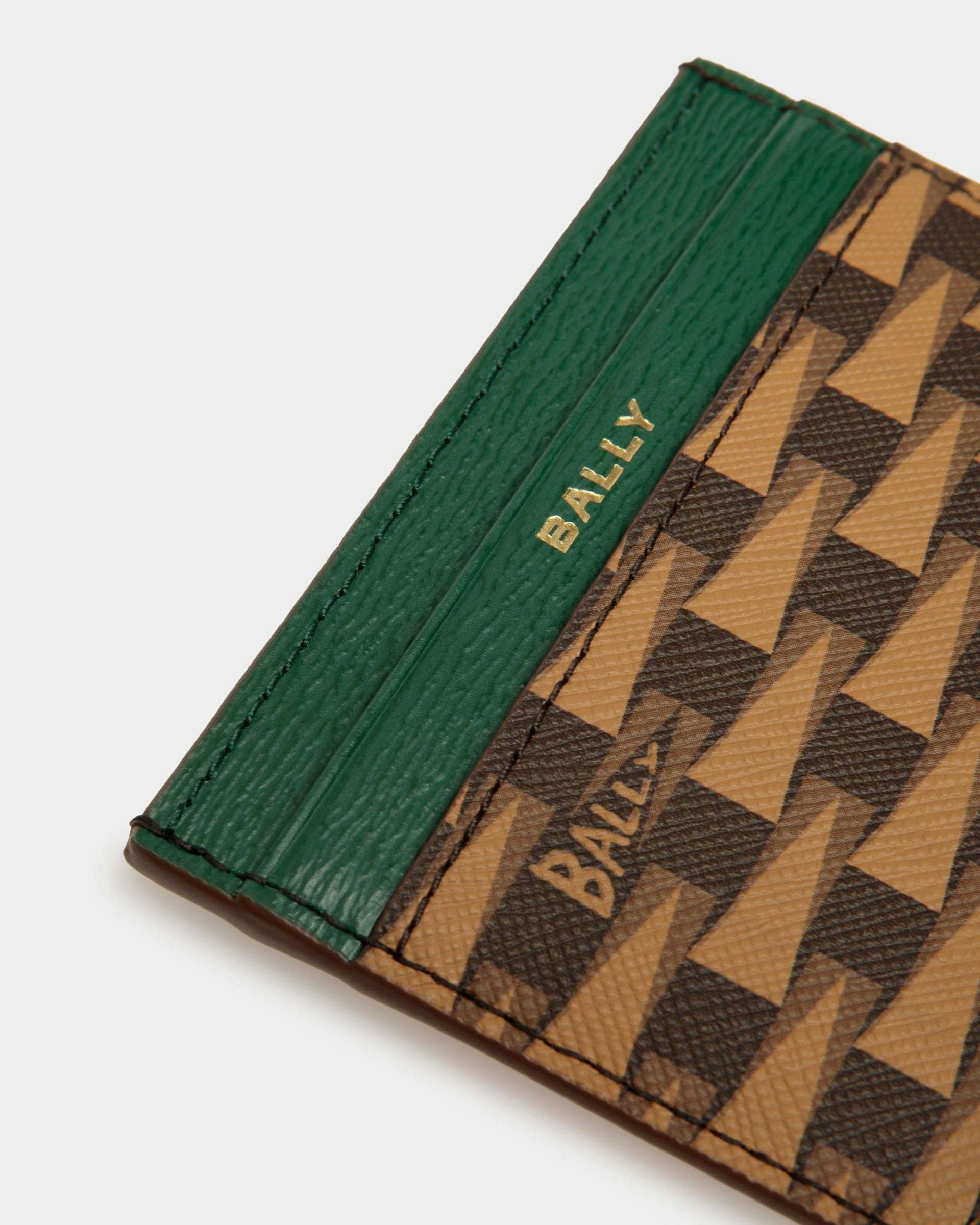Pennant Business Card Holder In Desert And Kelly Green Leather And TPU - Men's - Bally - 04