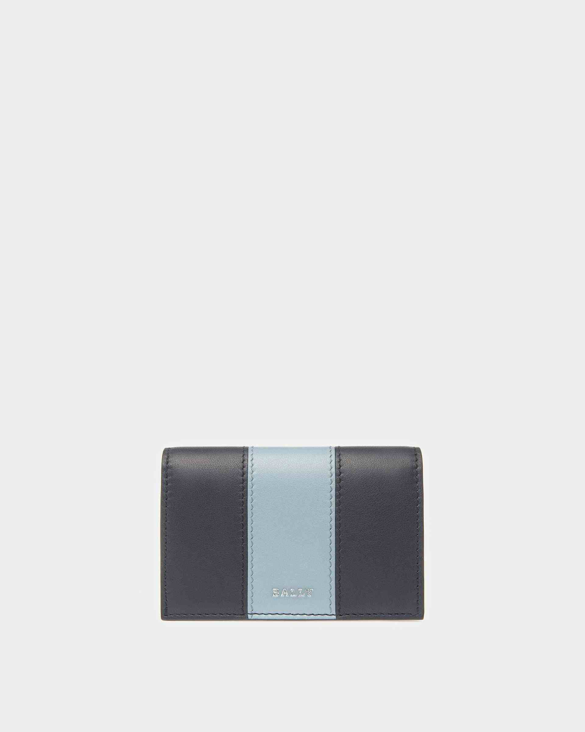 Balee Leather Business Card Holder In Midnight Blue And Light Blue - Men's - Bally