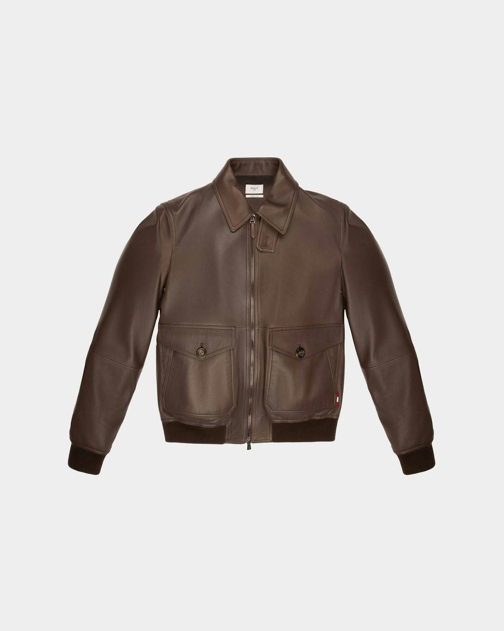 Shirt Collar Jacket Leather Outerwear In Brown - Men's - Bally - 03