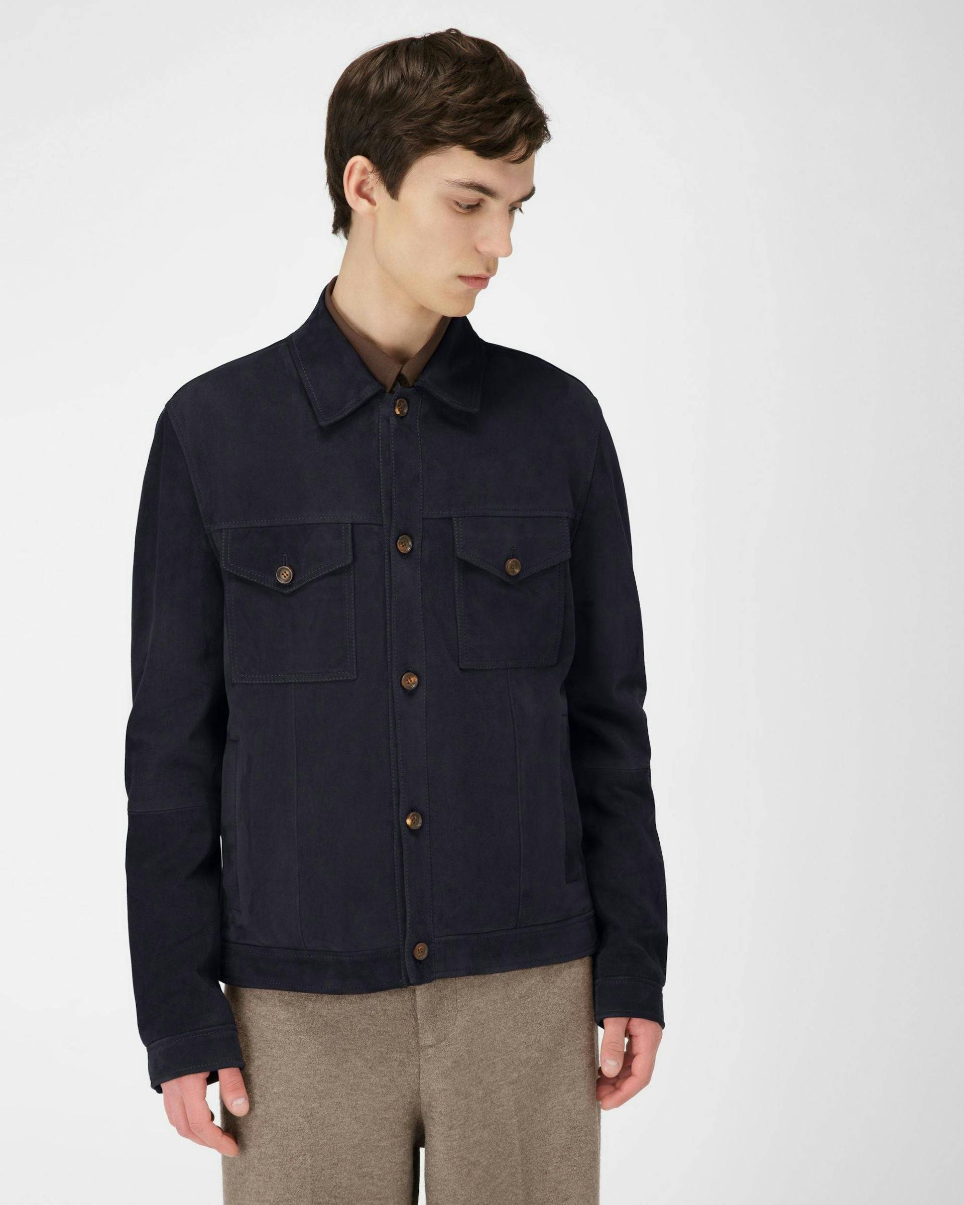 Leather Shirt In Navy - Men's - Bally - 01