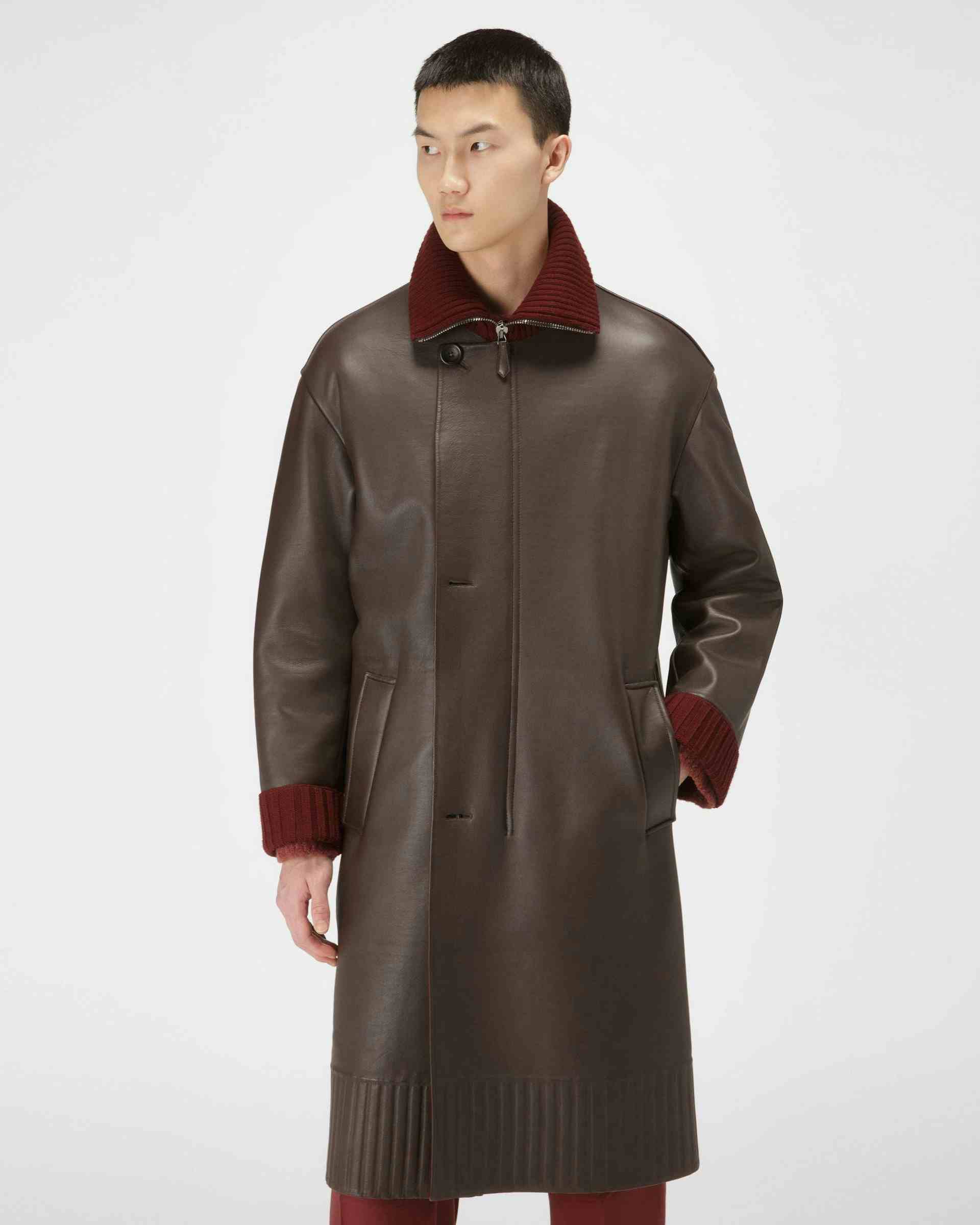 Leather Coat In Ebony Brown - Men's - Bally
