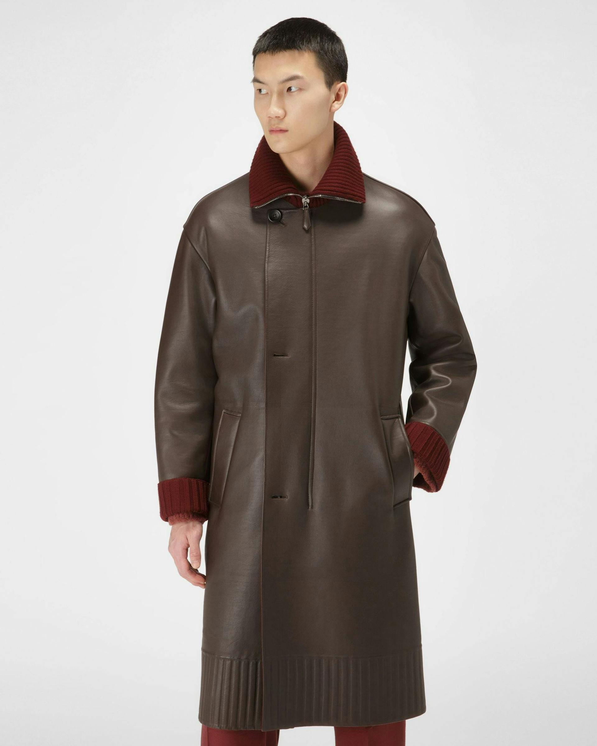 Leather Coat In Ebony Brown - Men's - Bally - 01