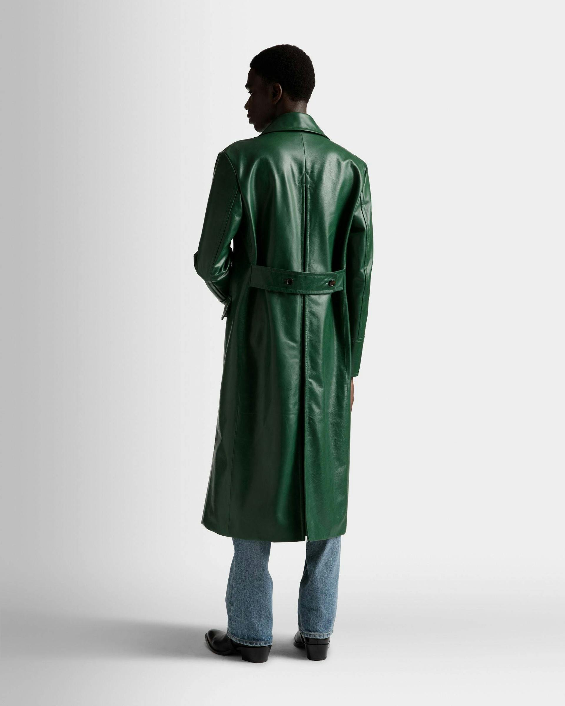 Double Breasted Coat In Kelly Green Nappa Leather - Men's - Bally - 06