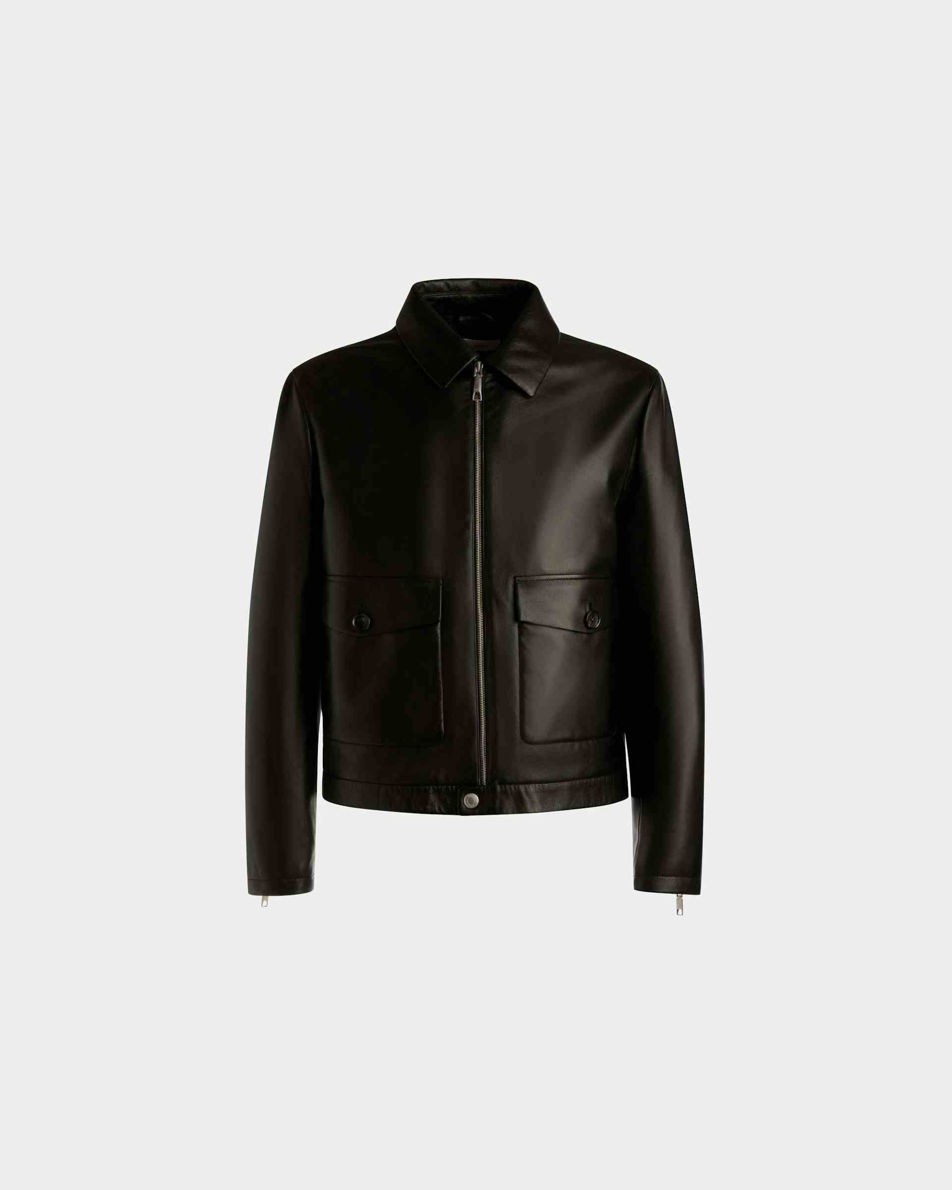 Bomber Jacket In Black Leather - Men's - Bally