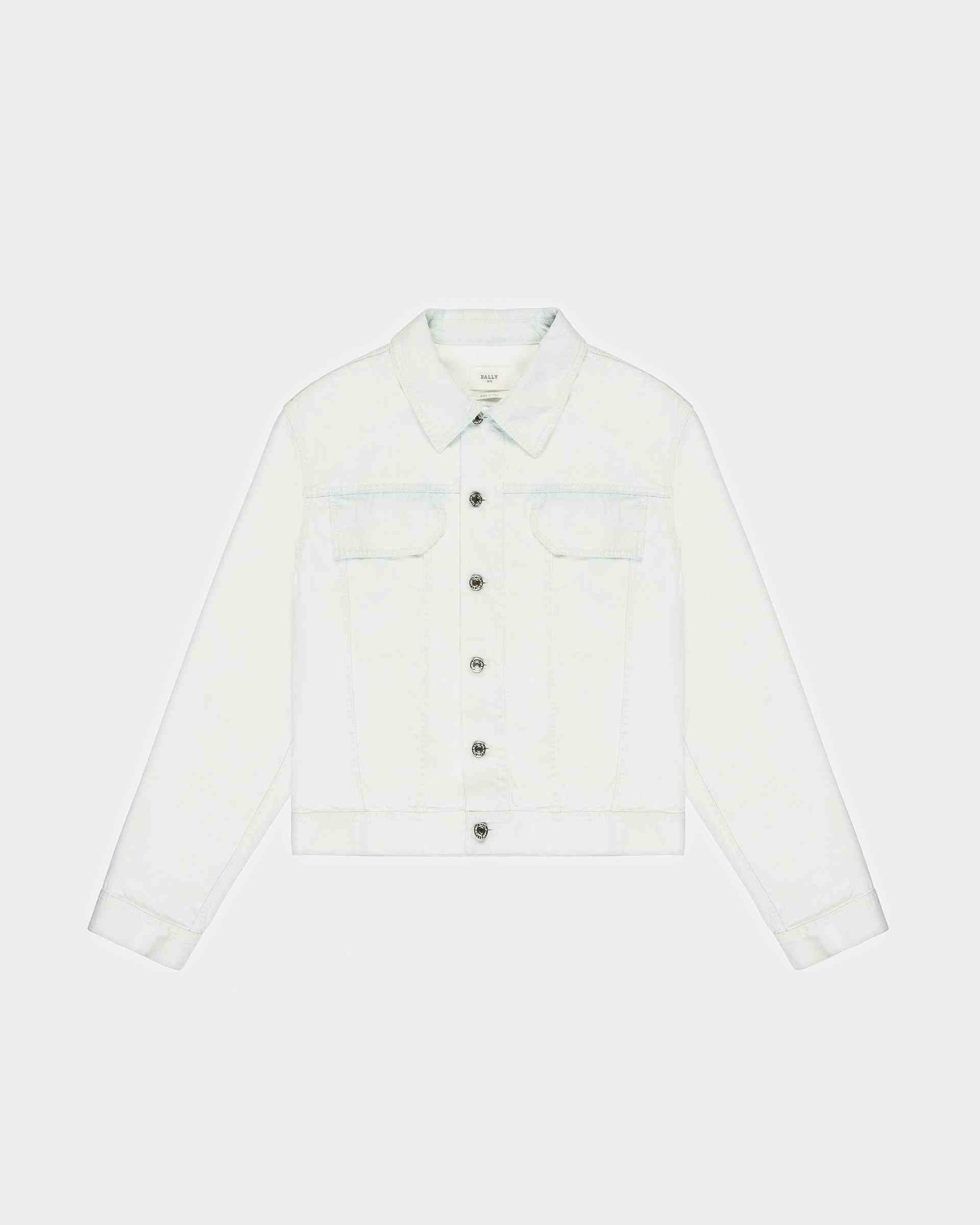 Cotton Denim Jacket In Bleached White - Men's - Bally