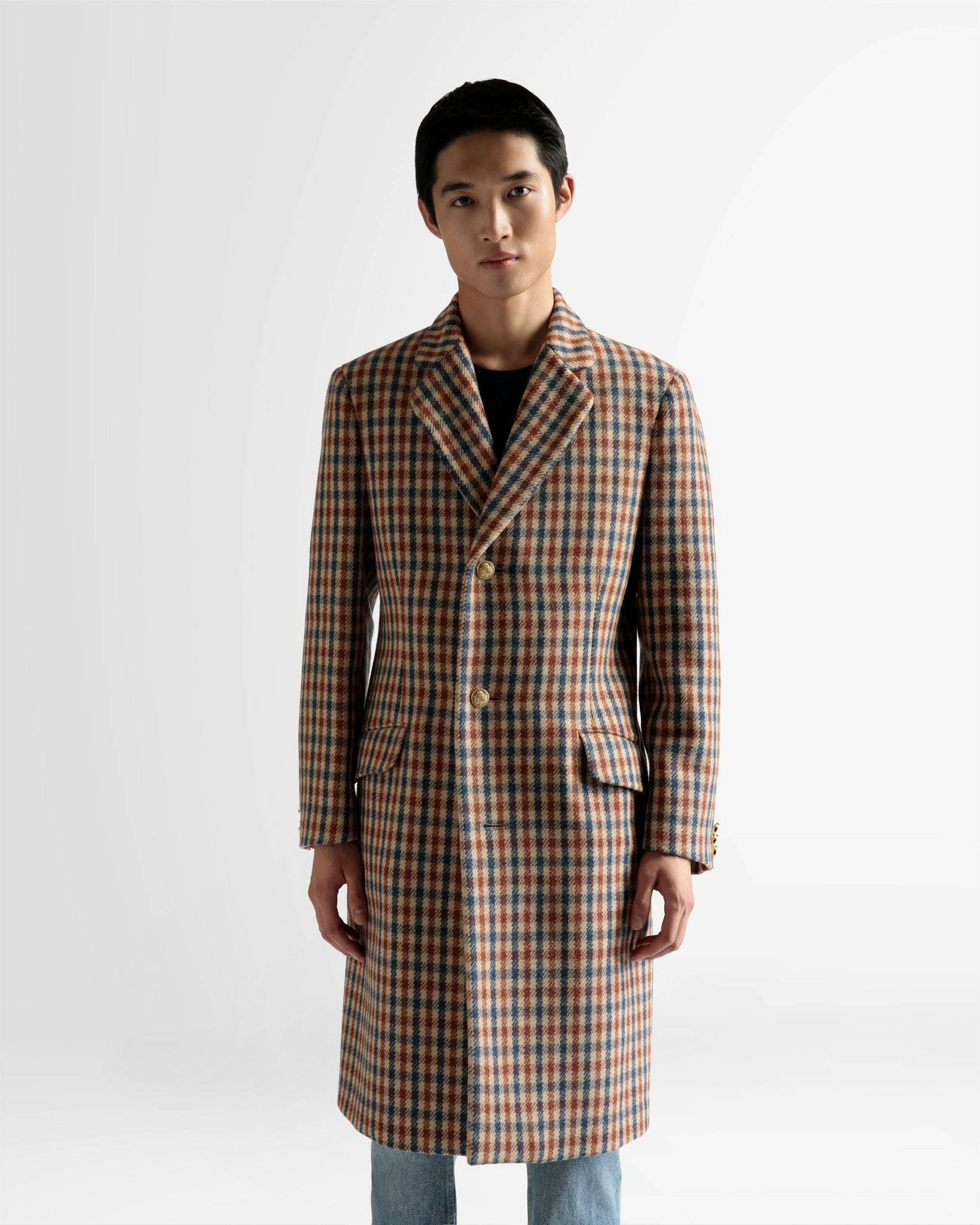 Checked Coat In Brown Wool Mix - Men's - Bally - 03