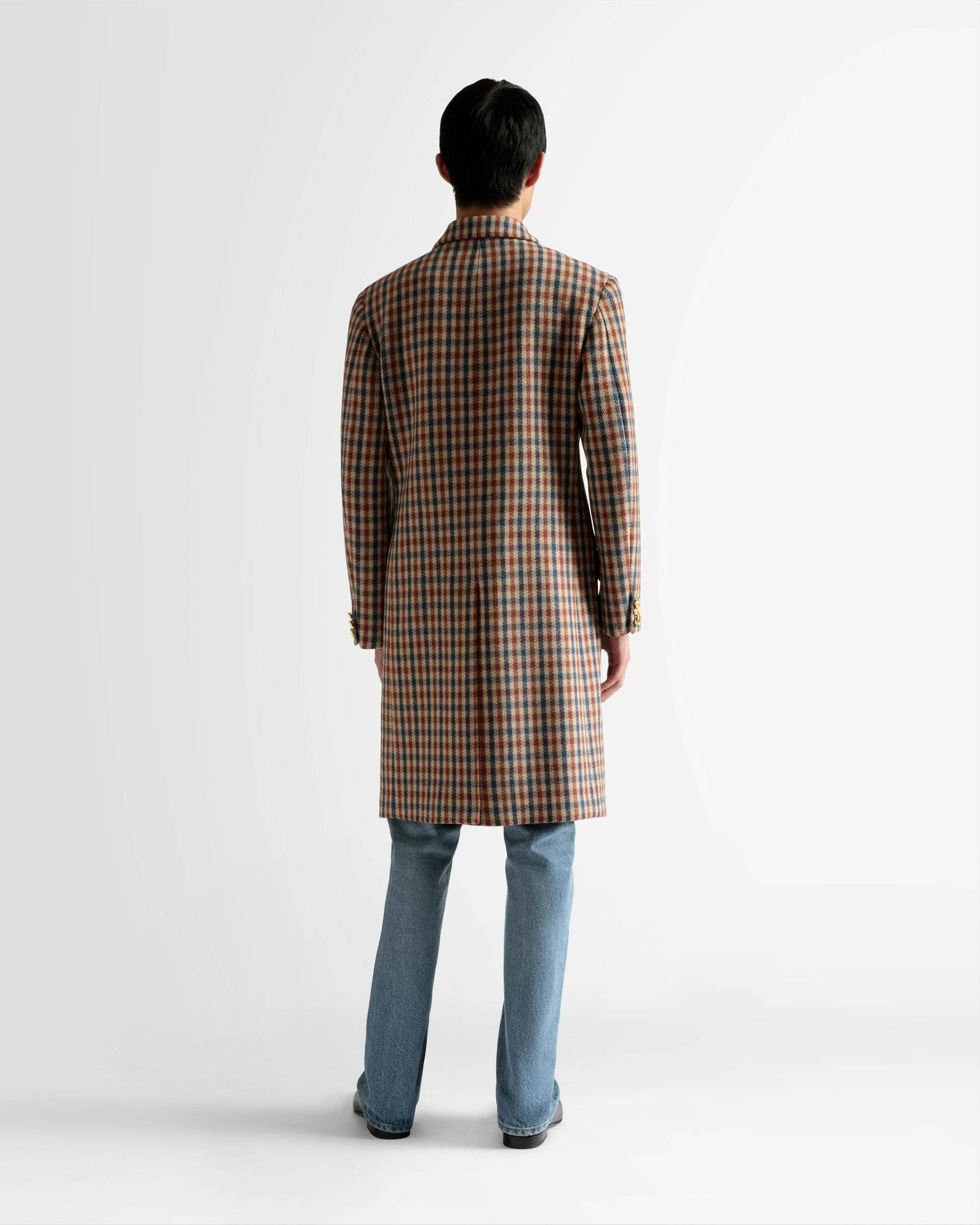 Checked Coat In Brown Wool Mix - Men's - Bally - 06