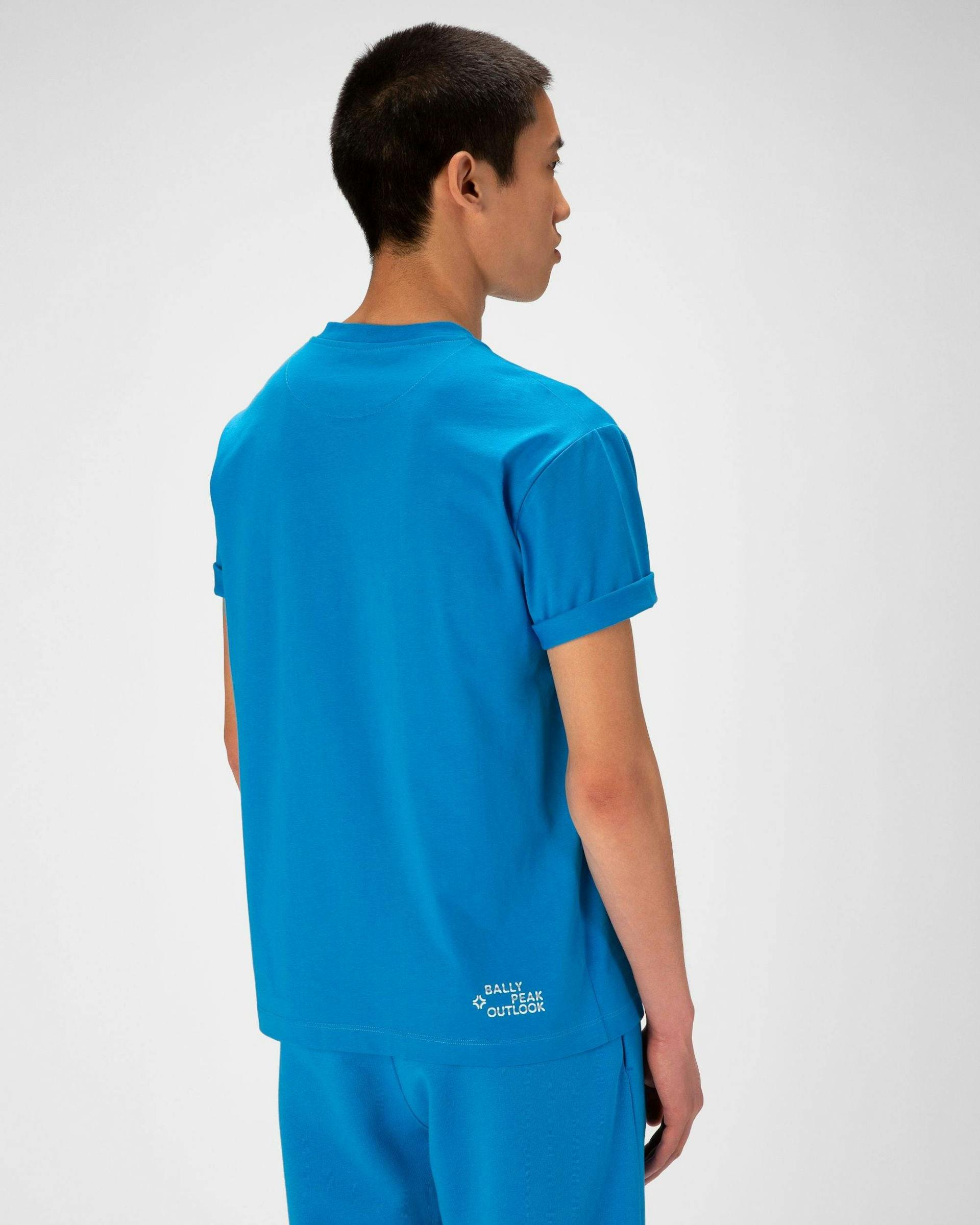 Organic Cotton T-Shirt In Blue - Men's - Bally - 04