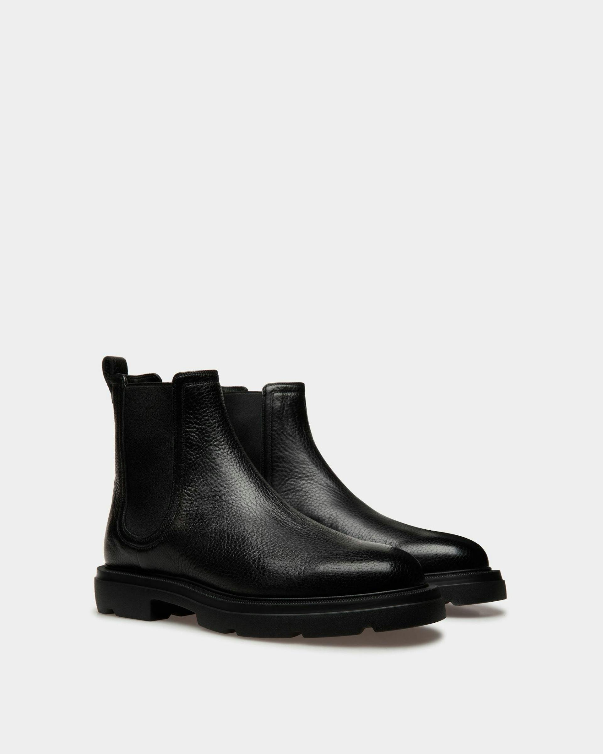 Men's Zurich Booties In Black Leather | Bally | Still Life 3/4 Front