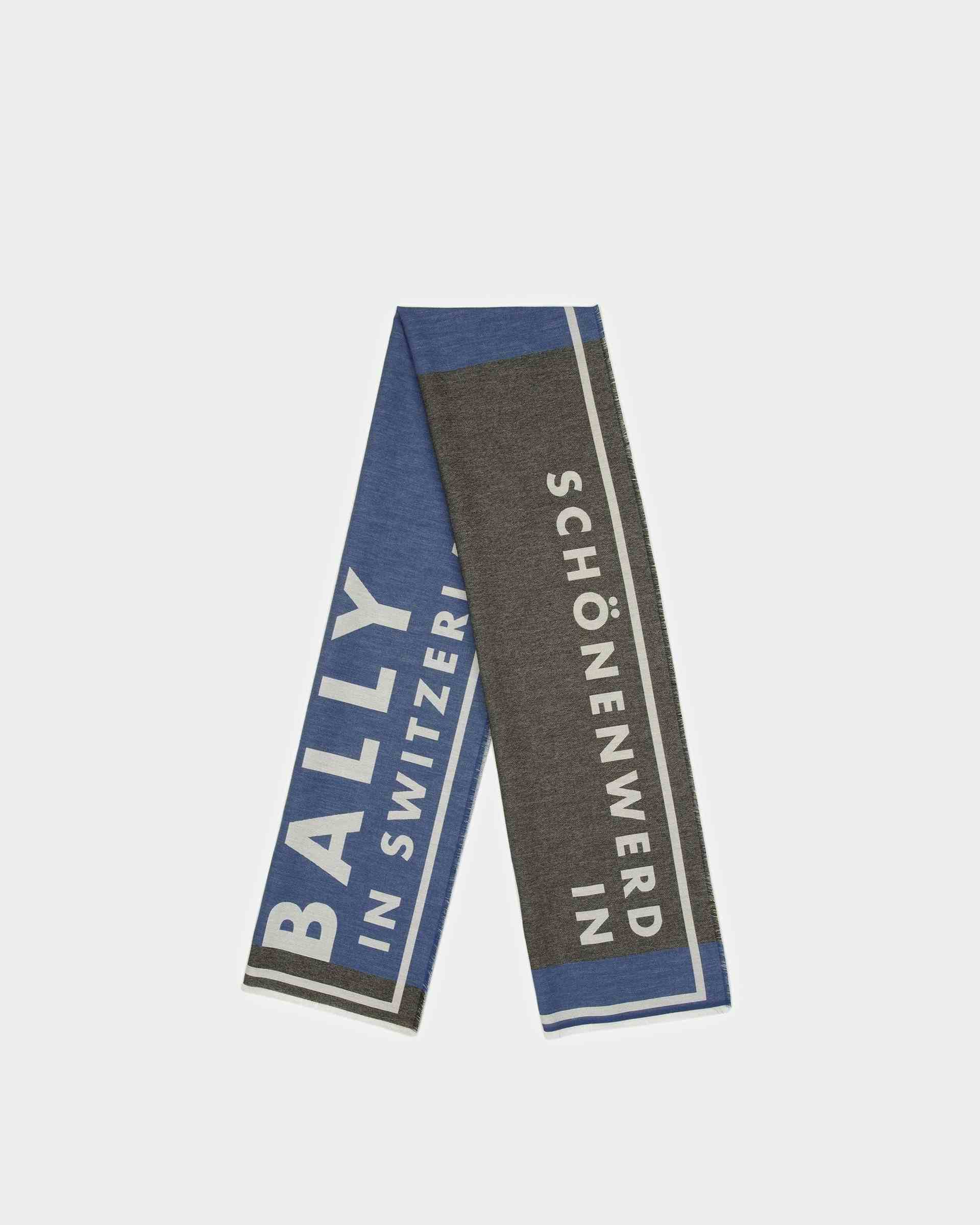 Jacquard Scarf In Blue Neon And Black - Men's - Bally