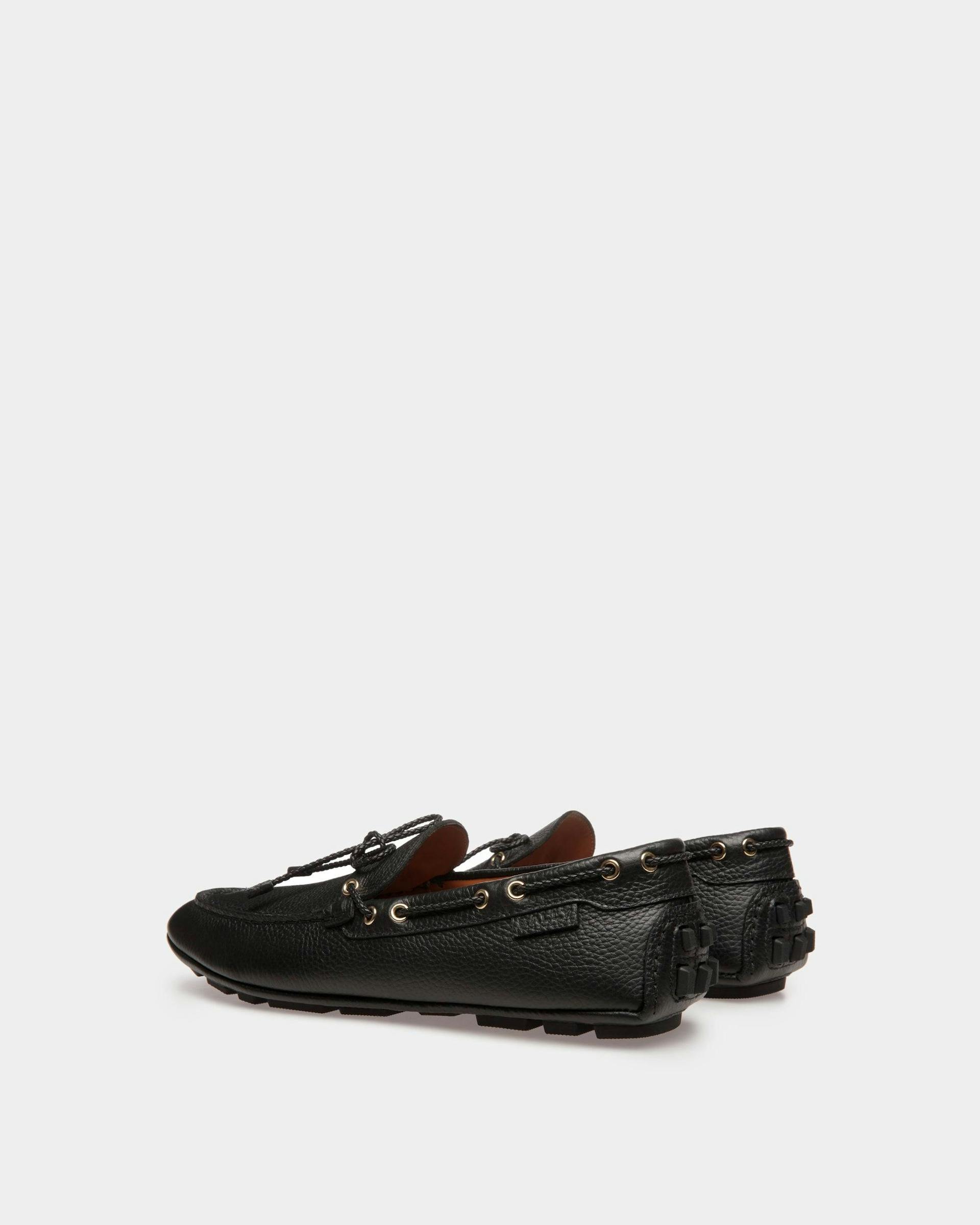 Men's Kerbs Drivers In Black Leather | Bally | Still Life 3/4 Back