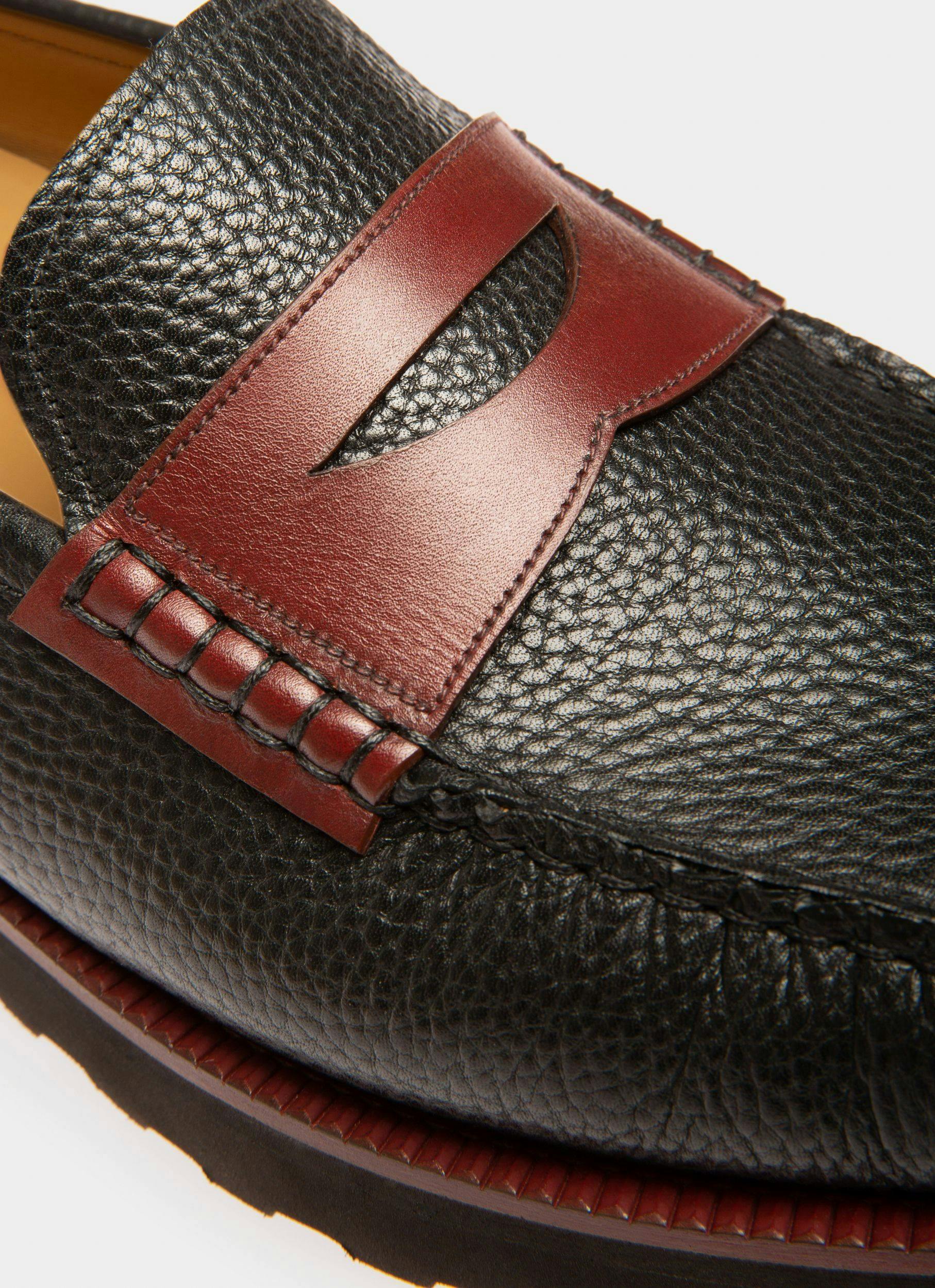 Noah Leather Loafers In Black & Heritage Red - Homme - Bally - 05