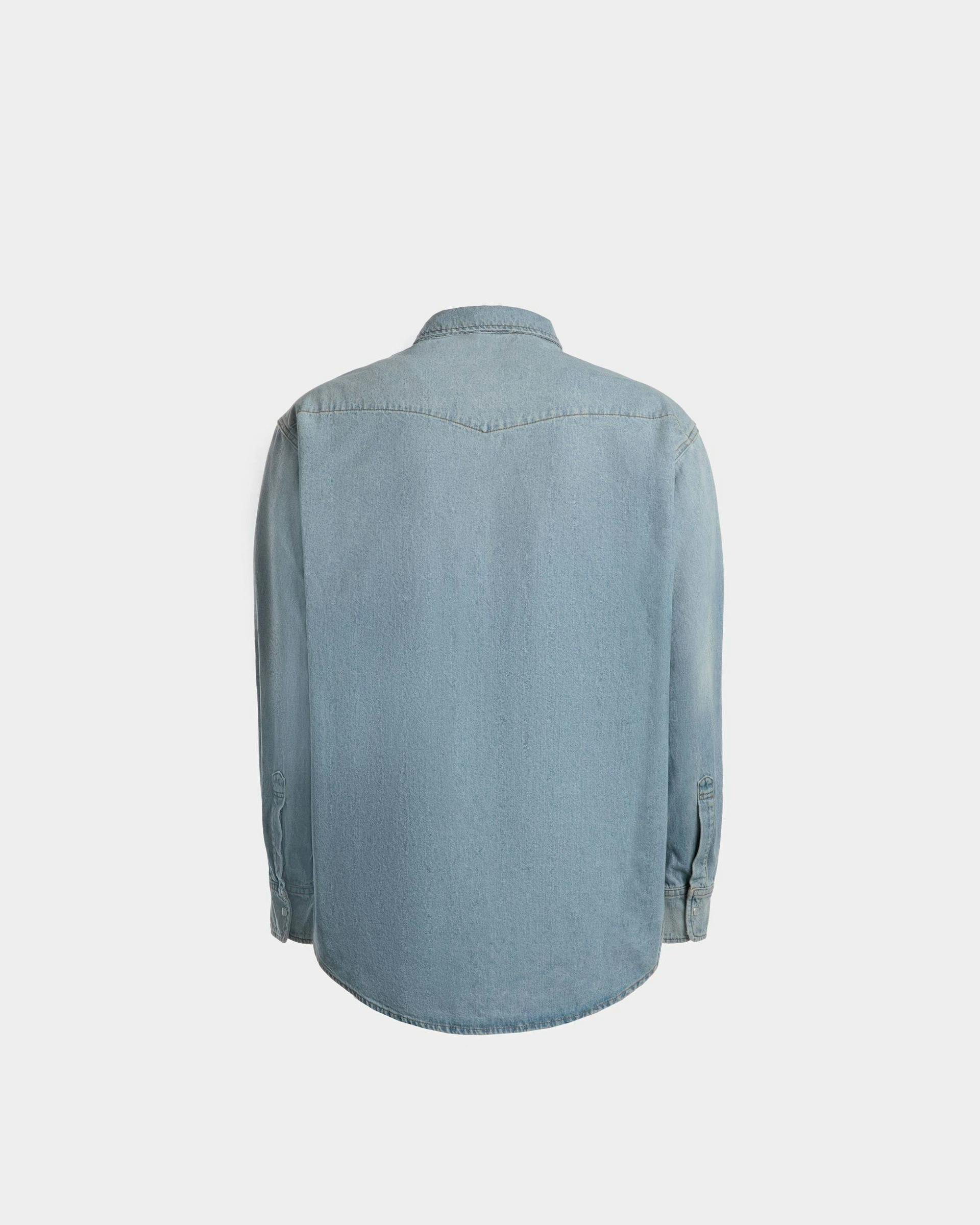 Denim Western Shirt In Light Blue Chambray Cotton - Men's - Bally - 03