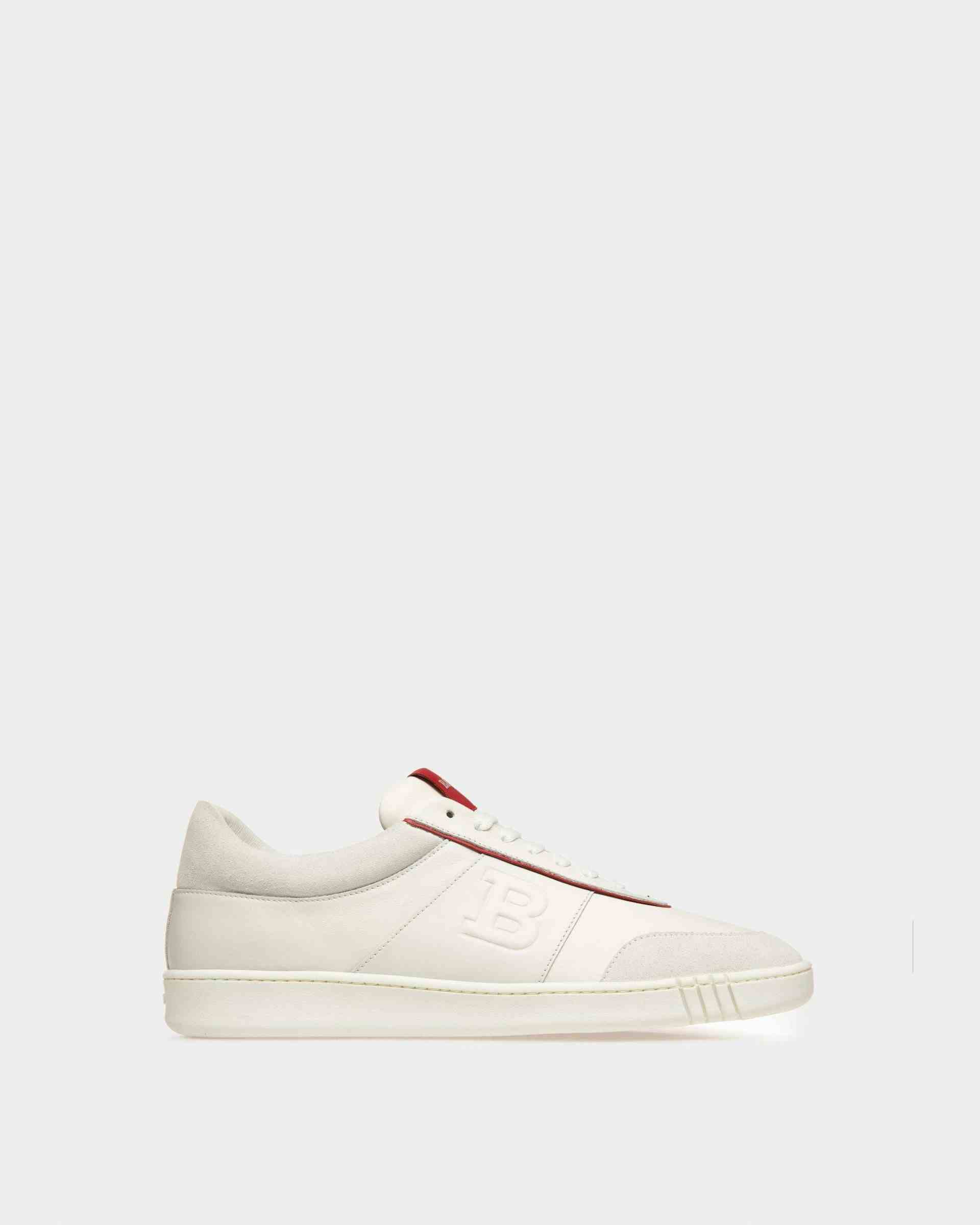 Wallys Leather And Suede Sneaker In White And Red - Men's - Bally