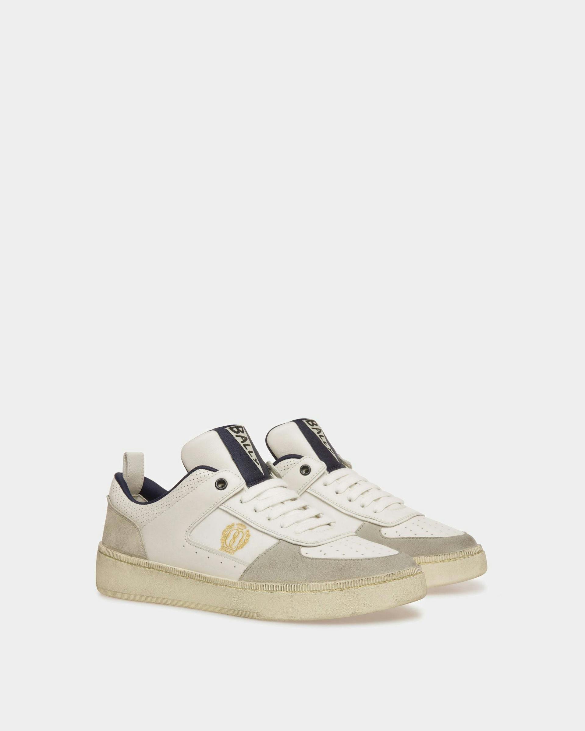 Raise Sneakers In Dusty White And Midnight Leather And Fabric - Men's - Bally - 02