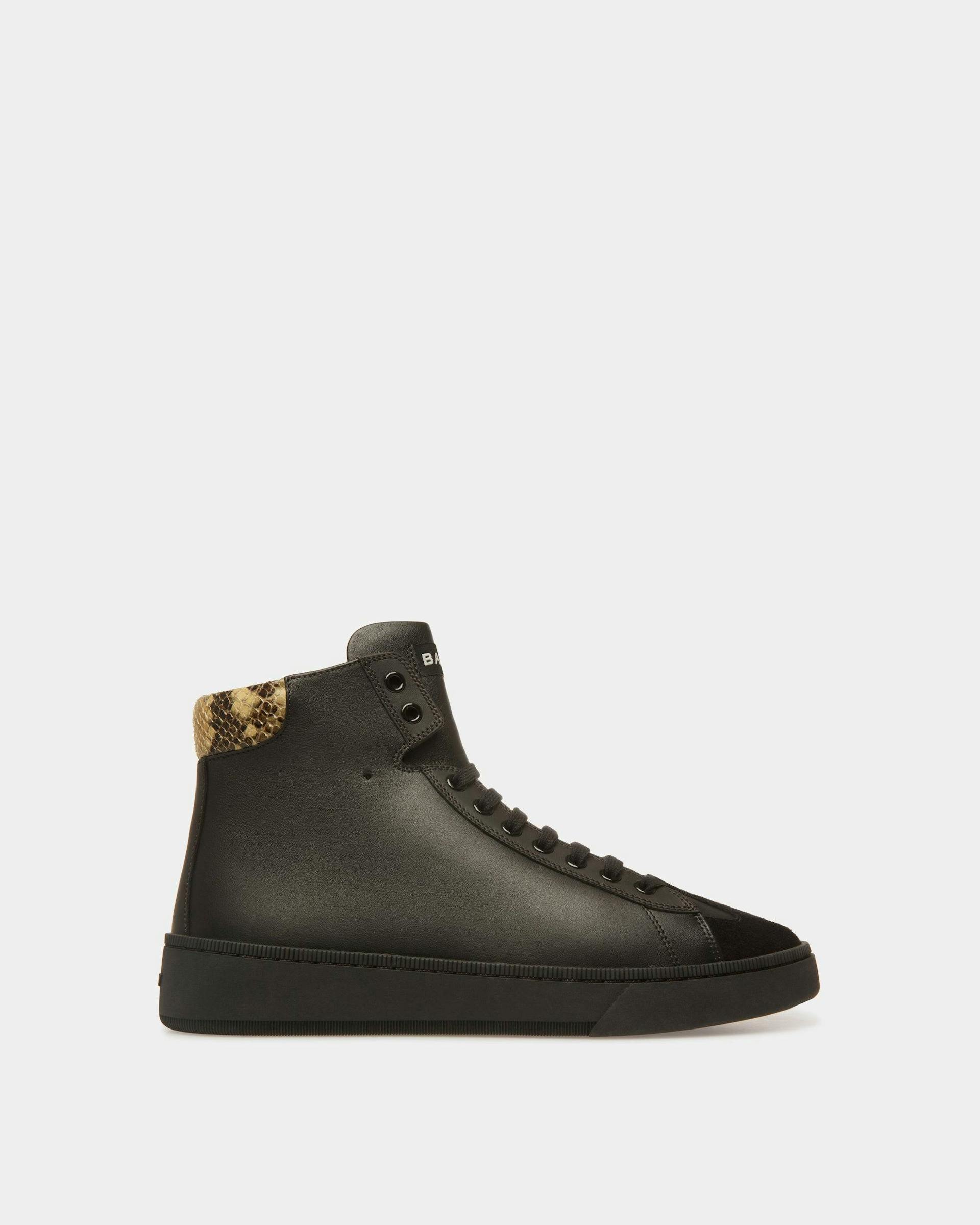 Raise Sneakers In Black And Python Print Leather - Men's - Bally - 01