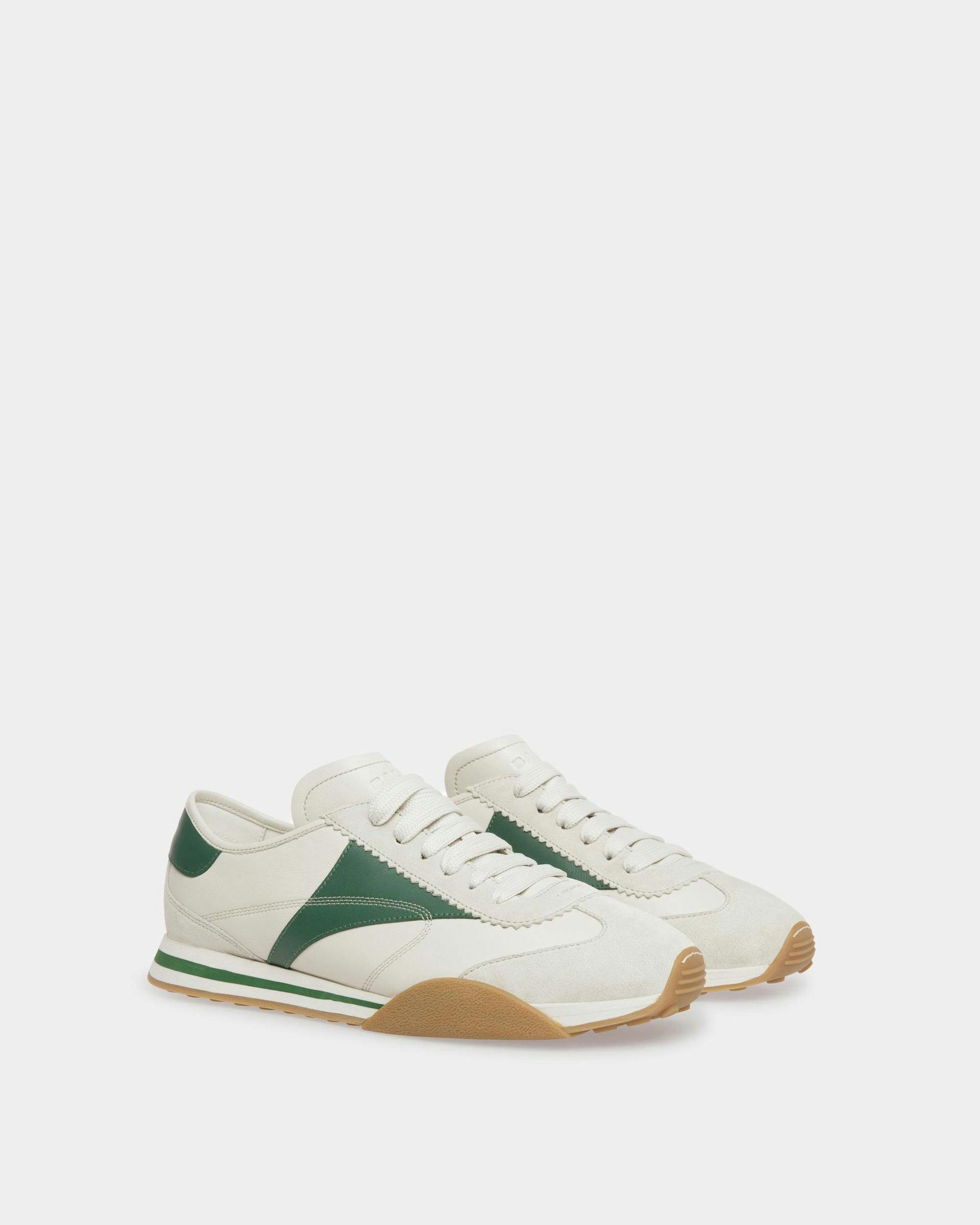 Sussex Sneakers In Dusty White And Kelly Green Leather - Men's - Bally - 03
